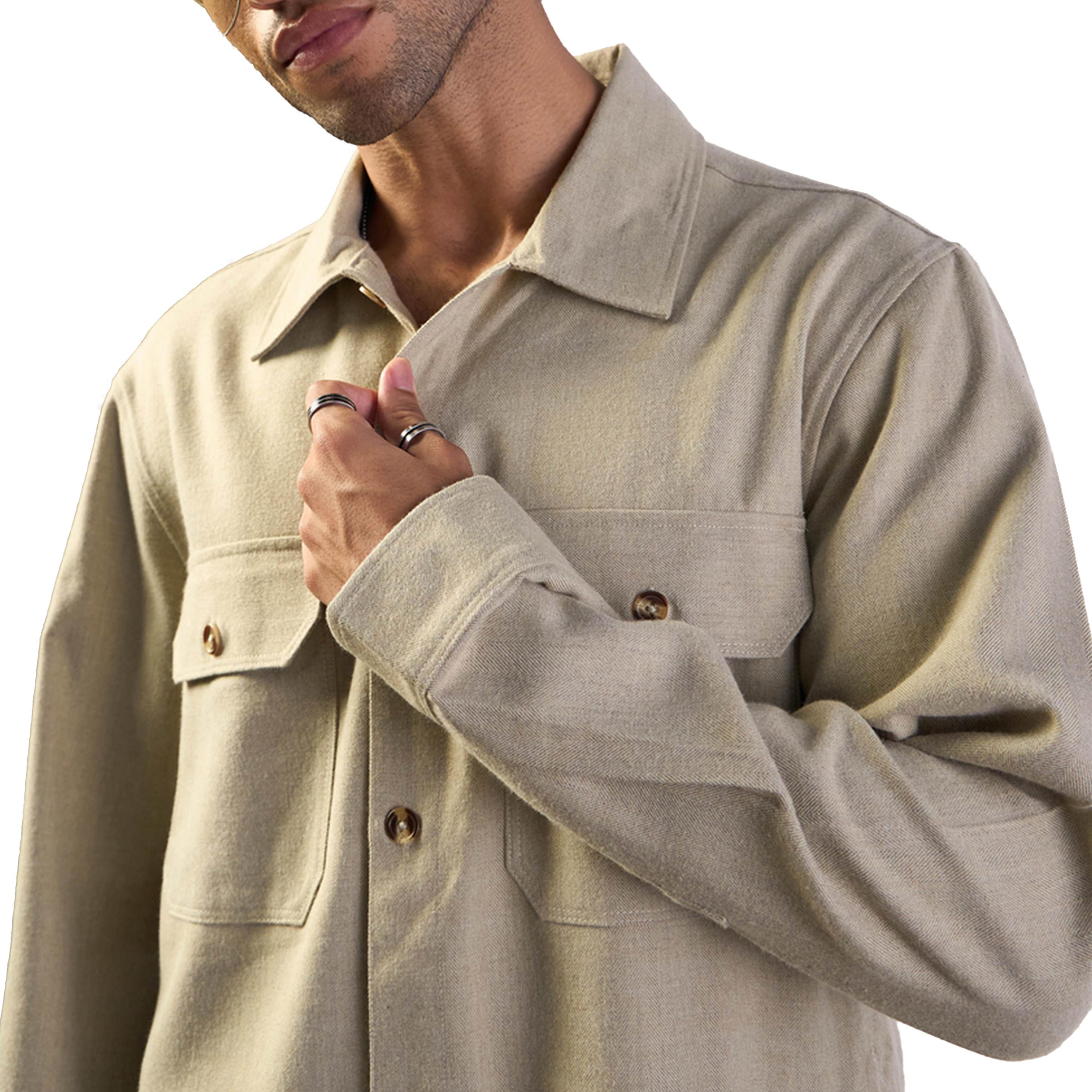 Mascln Sassafras X Styli Solid Side Pocket Detail Relaxed Fit Shacket-men-clothing-shirts-image-2