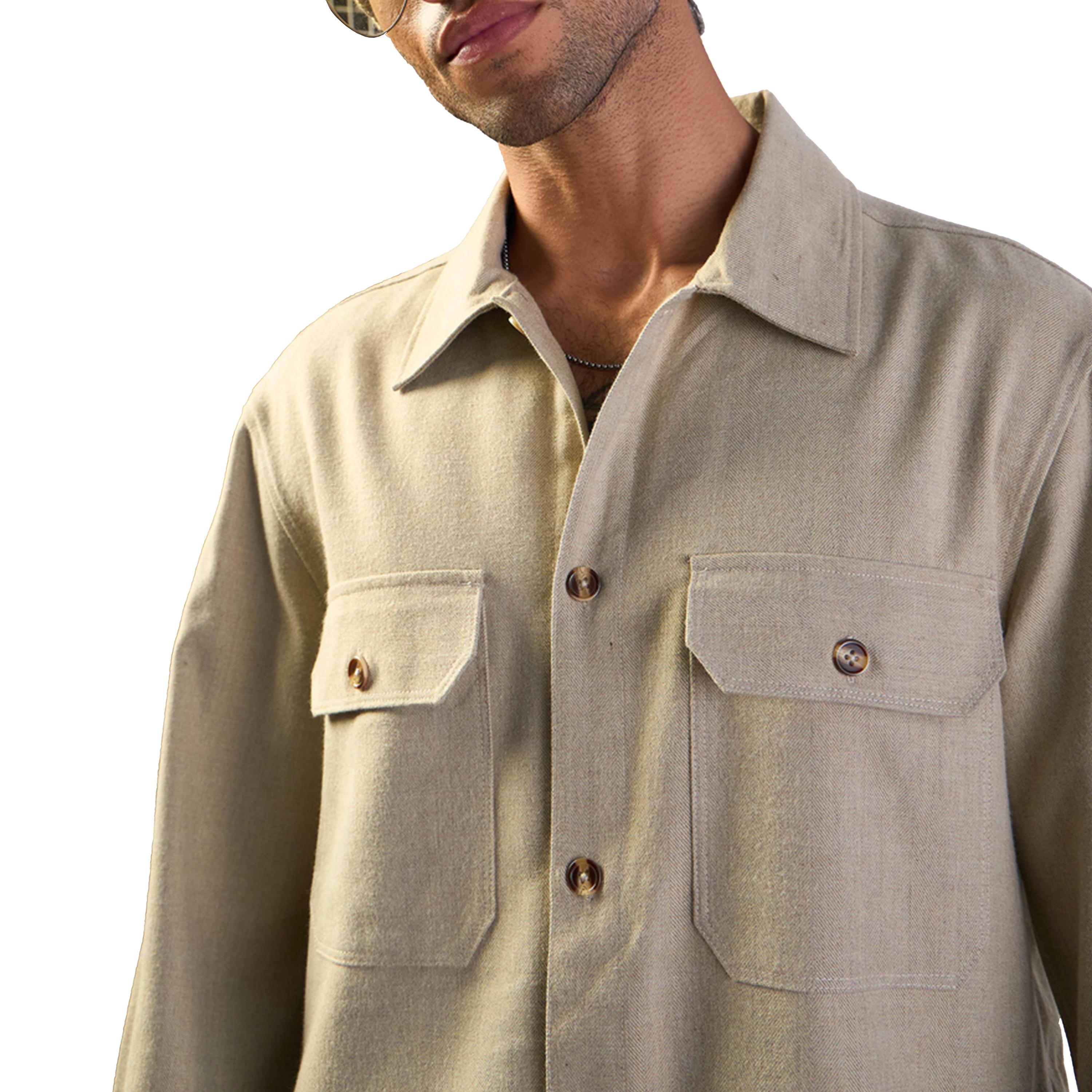Mascln Sassafras X Styli Solid Side Pocket Detail Relaxed Fit Shacket-men-clothing-shirts-image-6