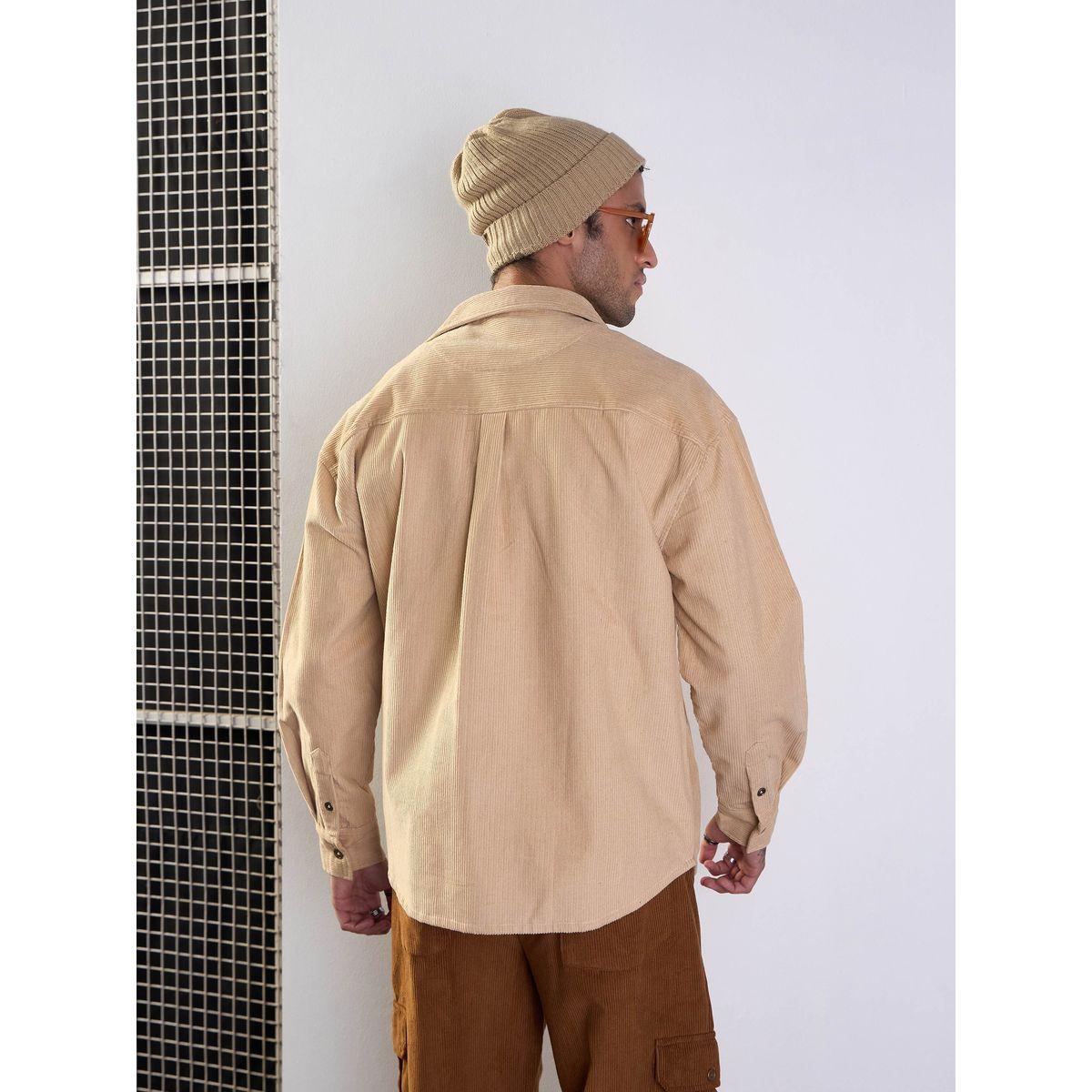 Mascln Sassafras X Styli  Corduroy Front Button Shacket with Pocket Detail-men-clothing-shirts-image-5