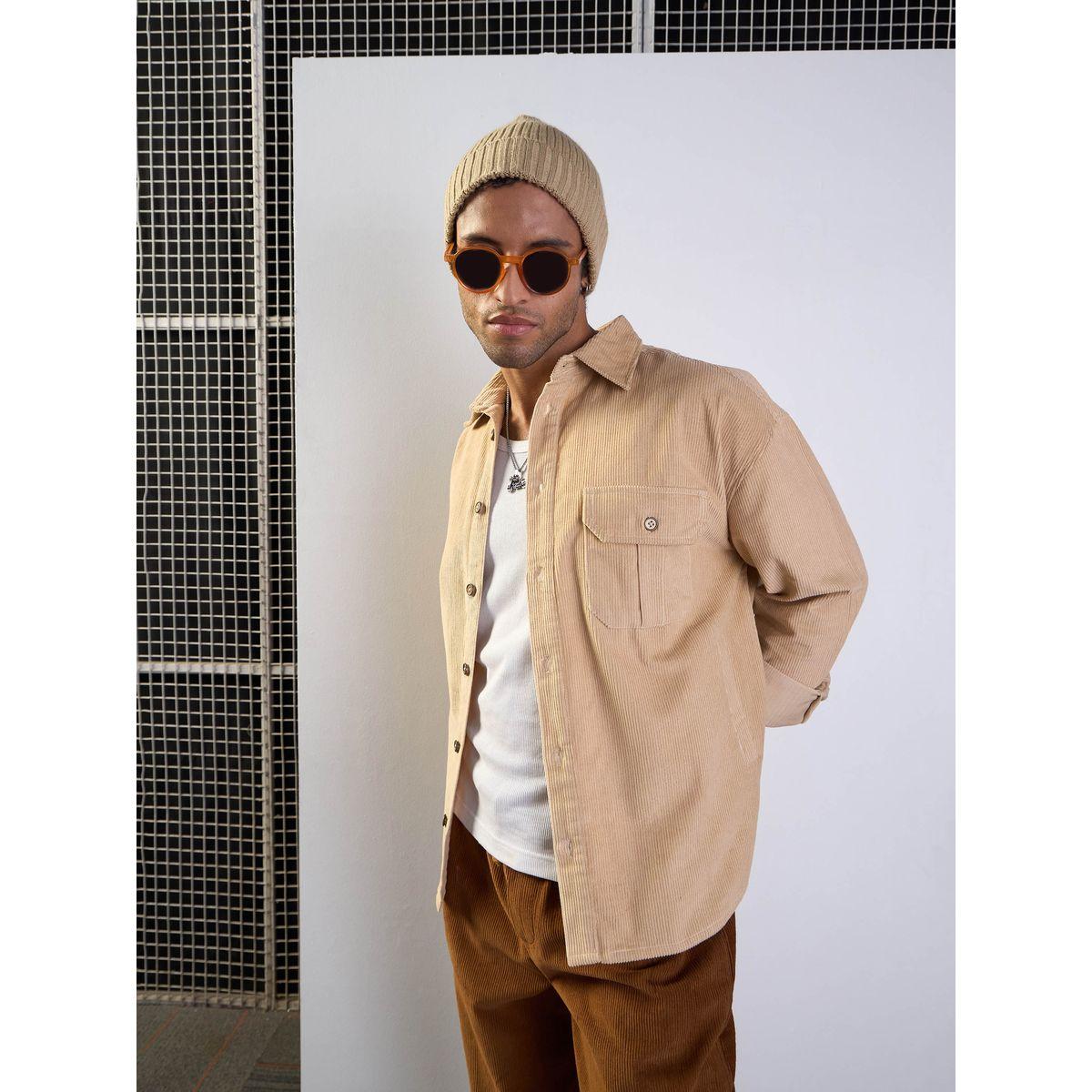 Mascln Sassafras X Styli  Corduroy Front Button Shacket with Pocket Detail-men-clothing-shirts-image-6