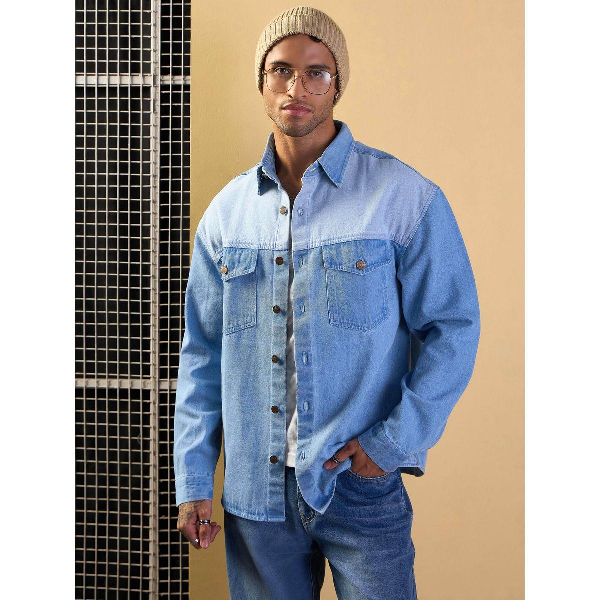 شاكيت فضفاض بنمط كتل الألوان مع تفاصيل جيوب ماسكلن ساسافراس × ستايلي-men-clothing-shirts-image-1