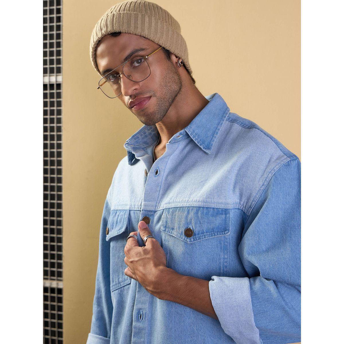 شاكيت فضفاض بنمط كتل الألوان مع تفاصيل جيوب ماسكلن ساسافراس × ستايلي-men-clothing-shirts-image-4