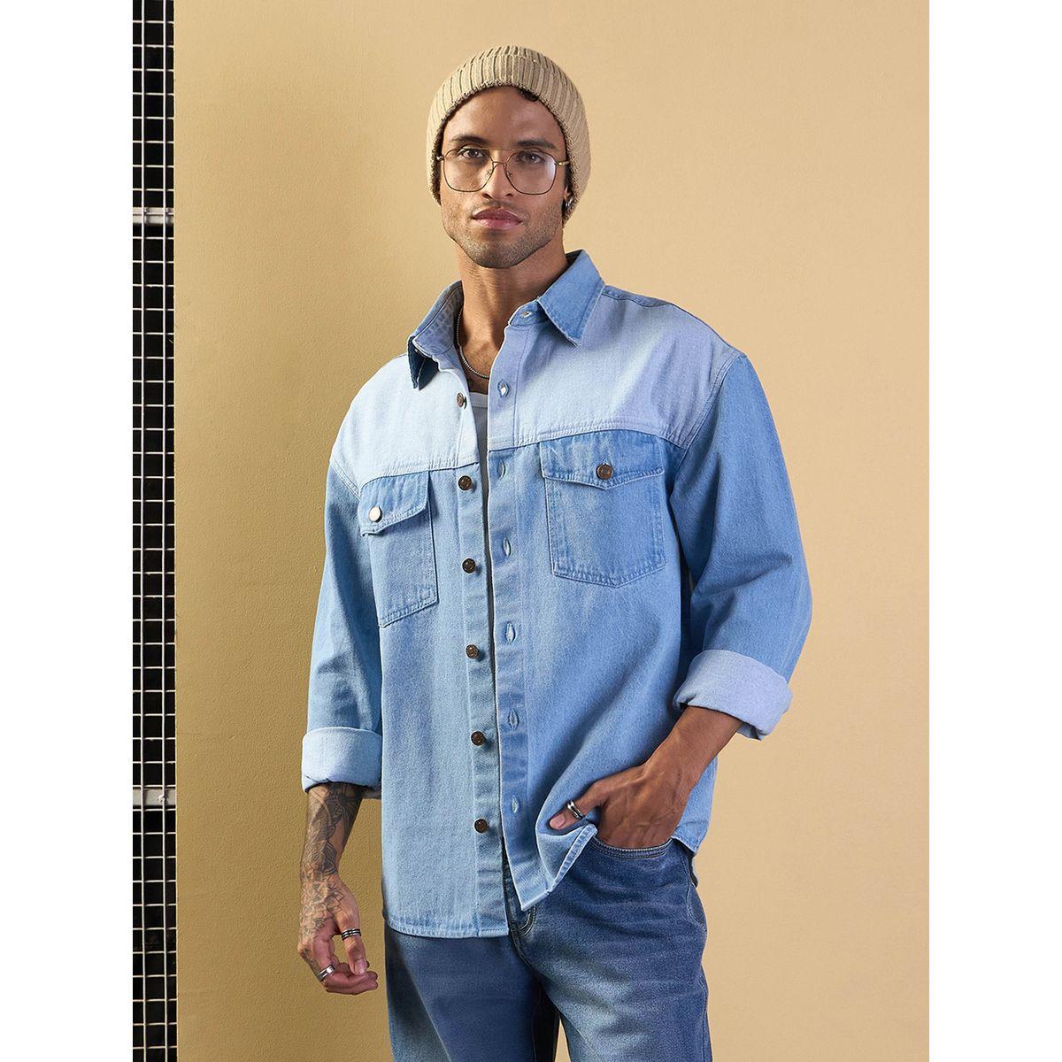 شاكيت فضفاض بنمط كتل الألوان مع تفاصيل جيوب ماسكلن ساسافراس × ستايلي-men-clothing-shirts-image-7