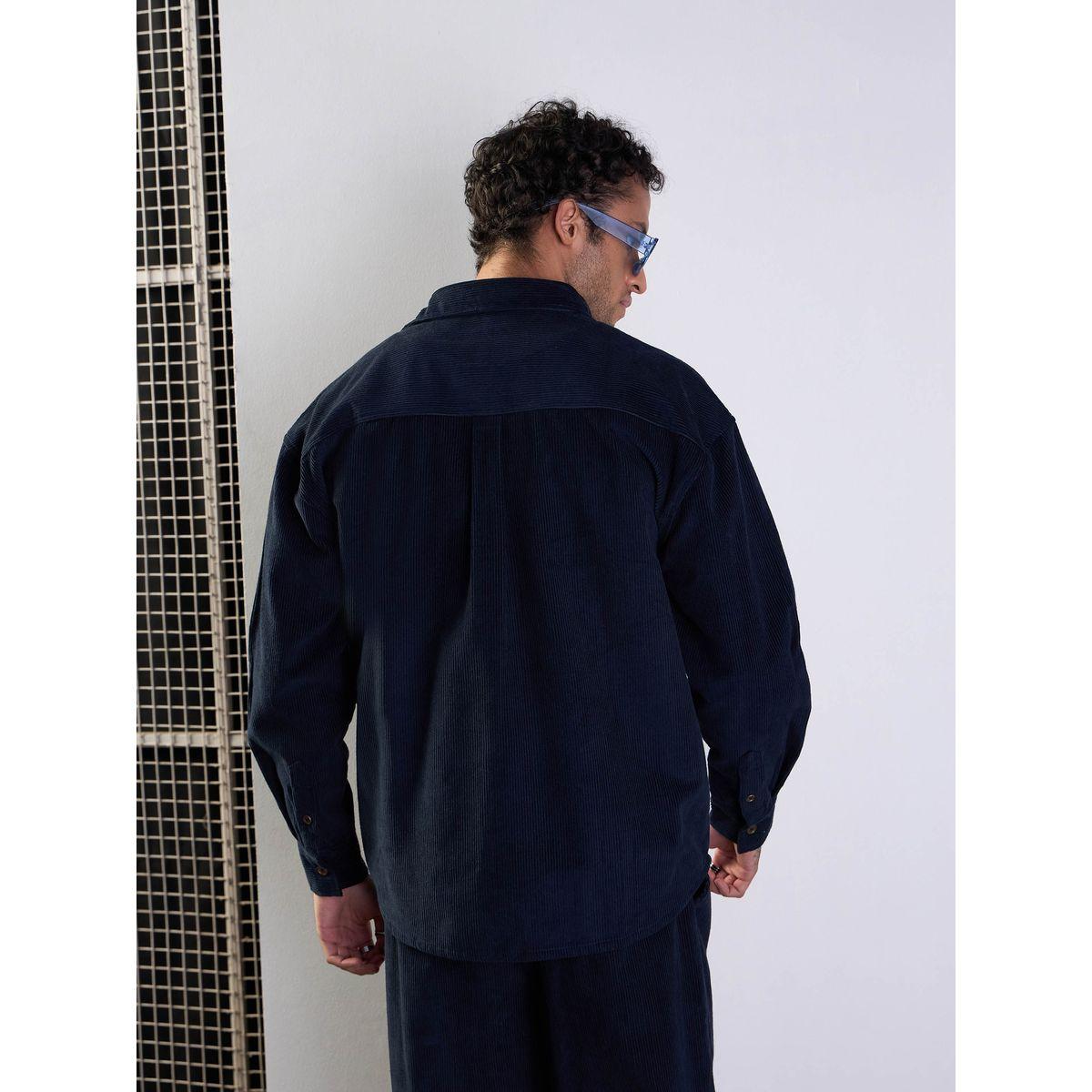 Mascln Sassafras X Styli  Corduroy Front Button Shacket with Pocket Detail-men-clothing-shirts-image-5