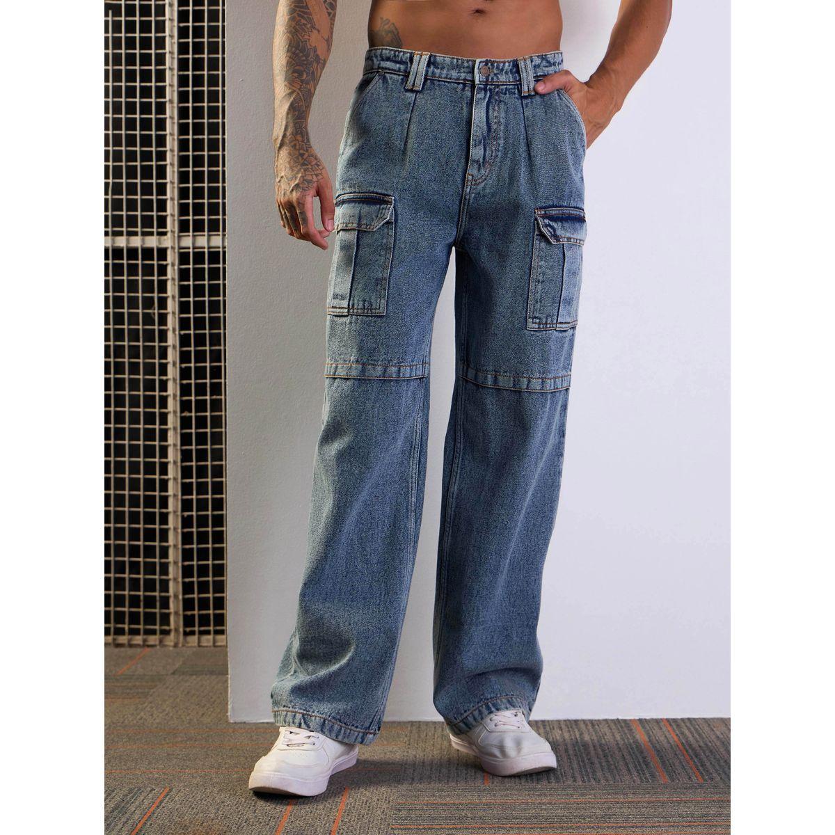 جينز باجي بقصة مريحة مع جيوب كارجو ماسكلن ساسافراس × ستايلي-men-clothing-bottoms-jeans-image-1