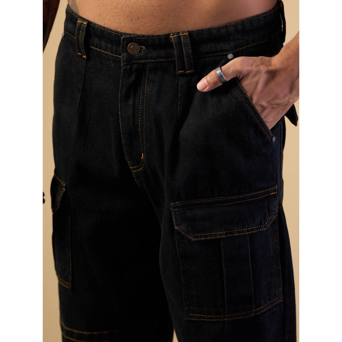 Mascln Sassafras X Styli  Mid Rise Relaxed Fit Baggy Jeans with Cargo Pockets-men-clothing-bottoms-jeans-image-4