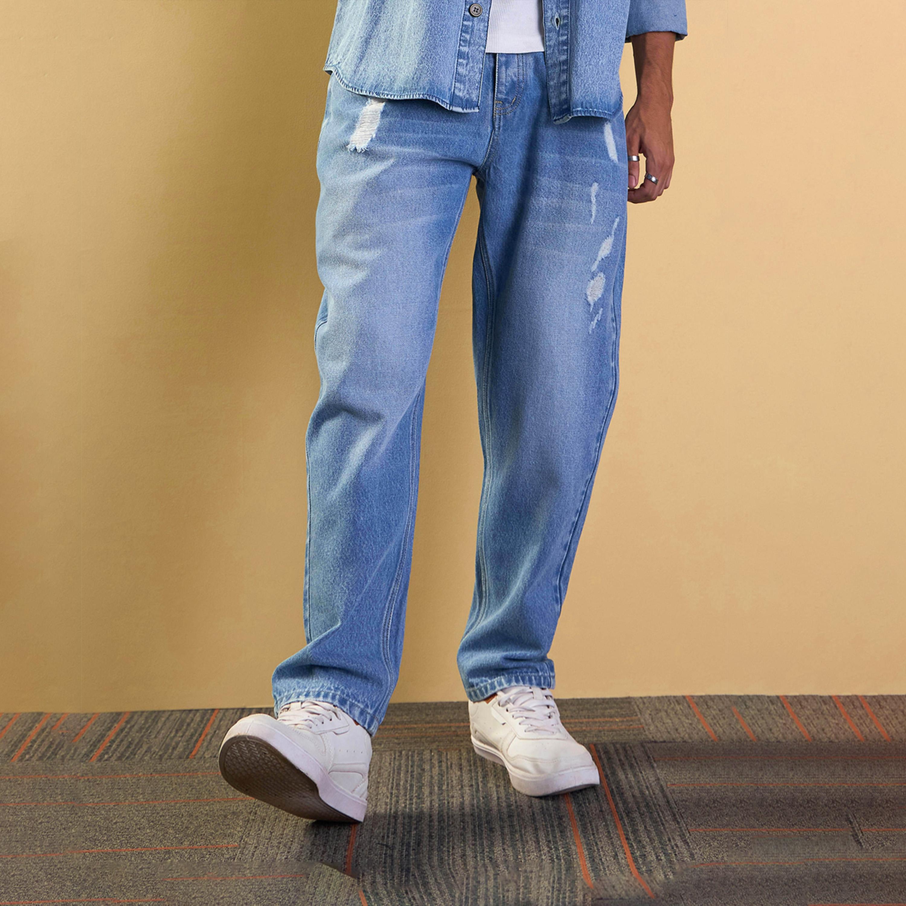 ماسكلن ساسافراس × ستايلي - بنطال جينز مغسول بالحامض وممزق بقصّة مريحة-men-clothing-bottoms-jeans-image-1