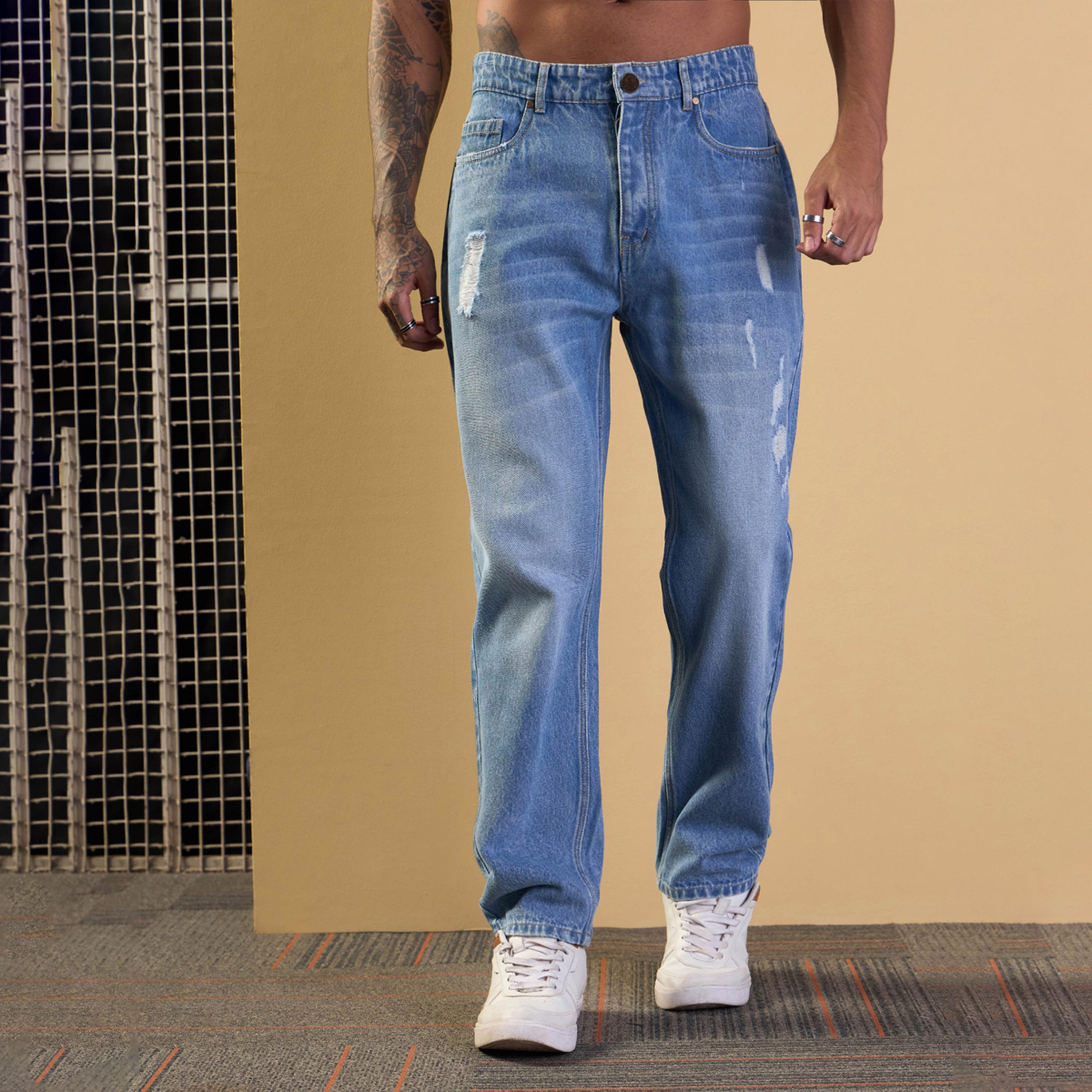 ماسكلن ساسافراس × ستايلي - بنطال جينز مغسول بالحامض وممزق بقصّة مريحة-men-clothing-bottoms-jeans-image-7