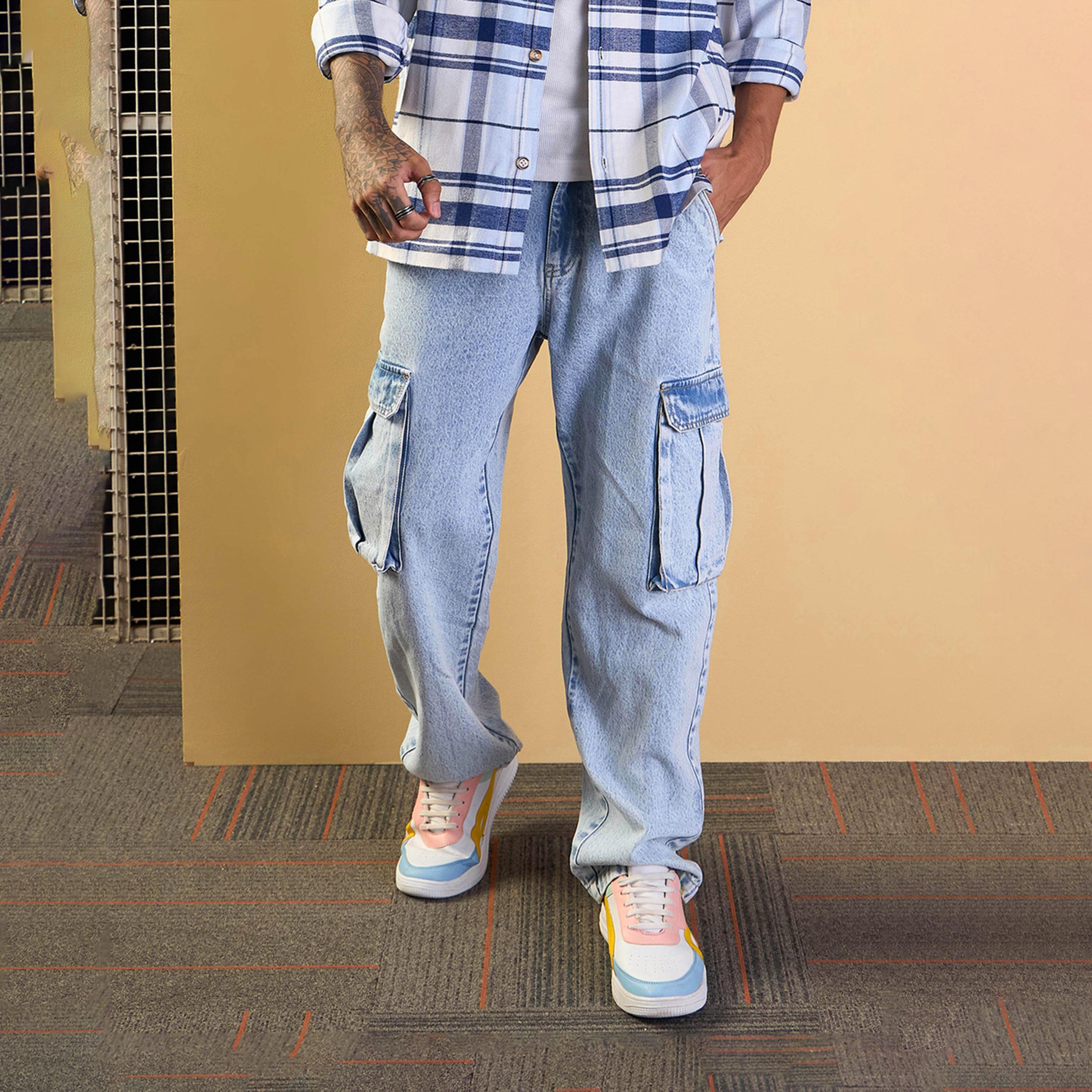 ماسكلن ساسافراس × ستايلي - بنطال جينز بخصر متوسط الارتفاع ومغسول بالحامض-men-clothing-bottoms-jeans-image-1
