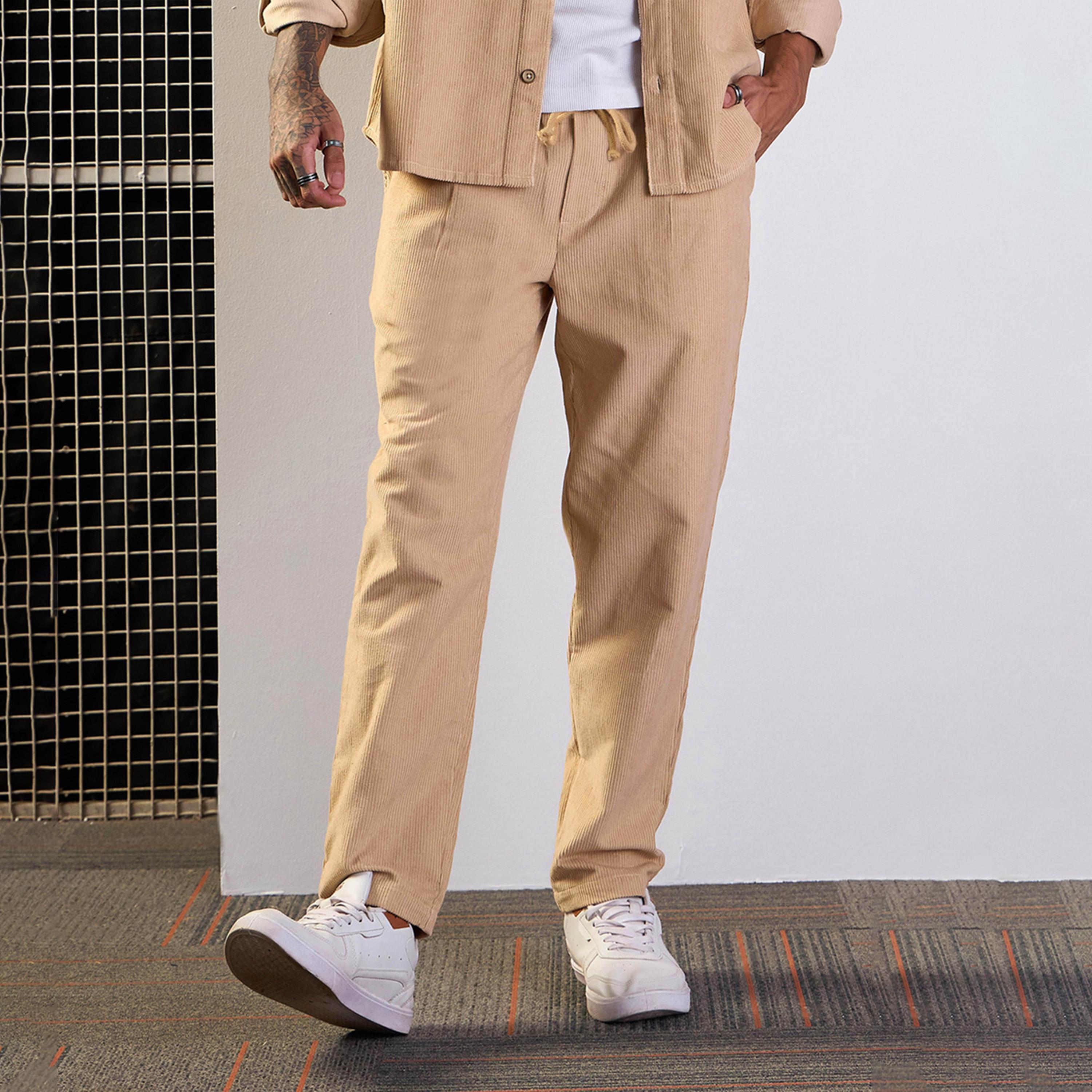 ماسكلن ساسافراس X ستايلي سروال قصير مطاطي باللون البيج-men-clothing-bottoms-trousersandchinos-trousers-image-1