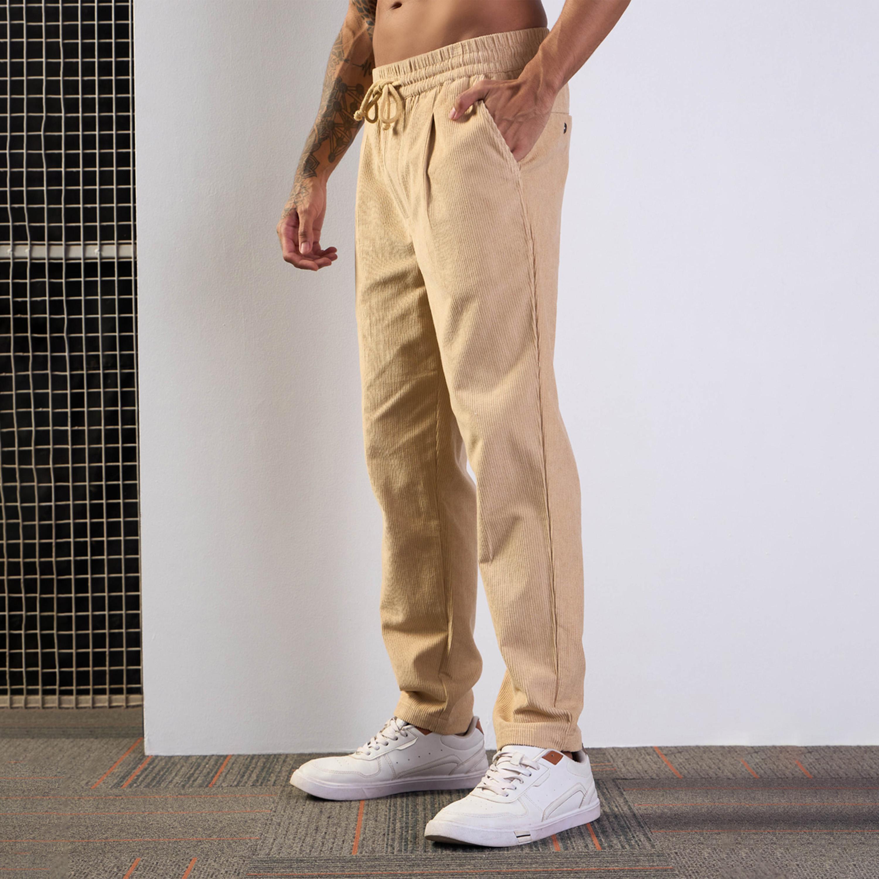 ماسكلن ساسافراس X ستايلي سروال قصير مطاطي باللون البيج-men-clothing-bottoms-trousersandchinos-trousers-image-3