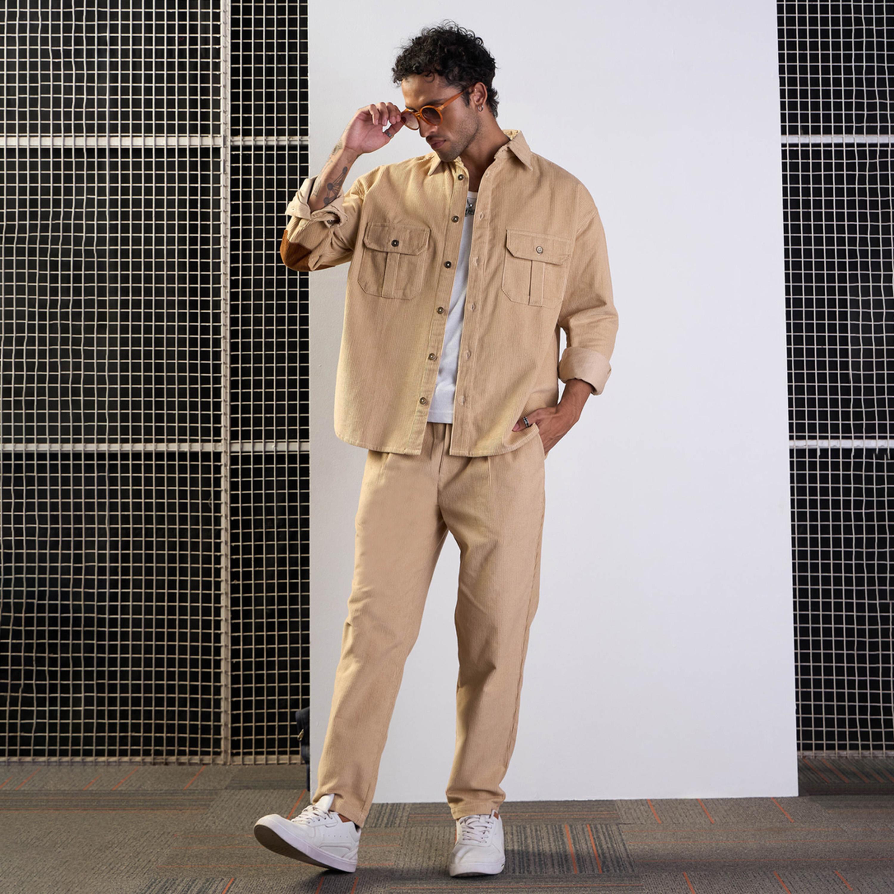 ماسكلن ساسافراس X ستايلي سروال قصير مطاطي باللون البيج-men-clothing-bottoms-trousersandchinos-trousers-image-6