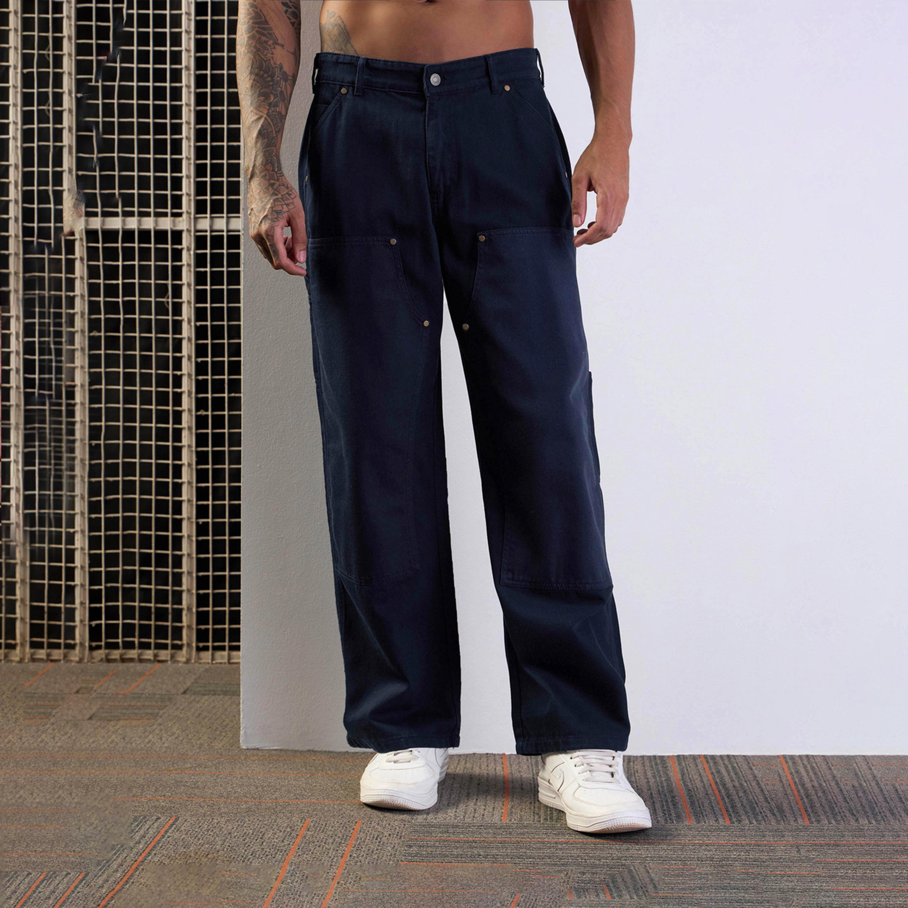 ماسكلن ساسافراس × ستايلي - بنطال جينز بقصة مريحة - كحلي-men-clothing-bottoms-jeans-image-1