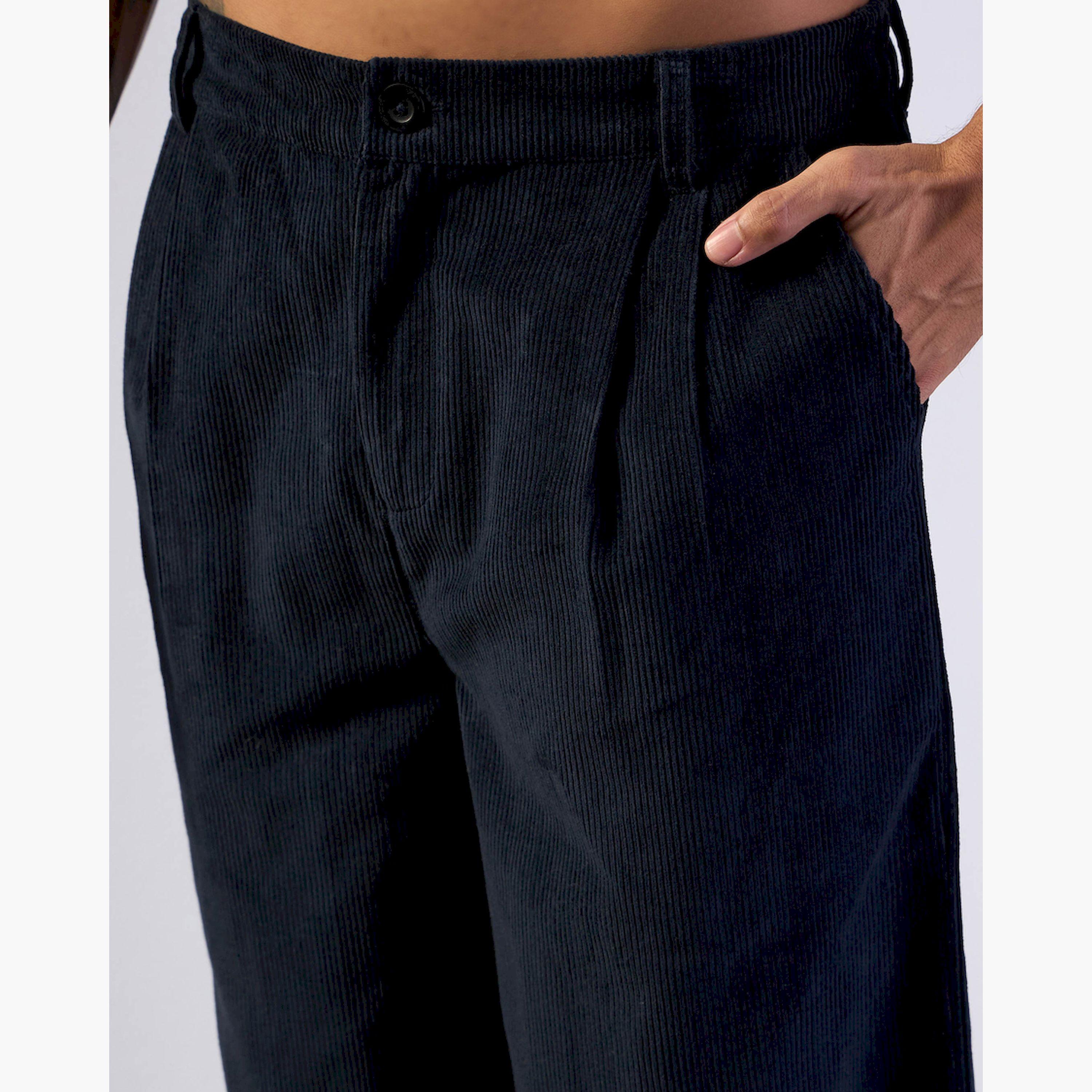 ماسكلن ساسافراس × ستايلي - بنطال كحلي مع أجزاء كوردروي مخملية أمامية-men-clothing-bottoms-trousersandchinos-trousers-image-4