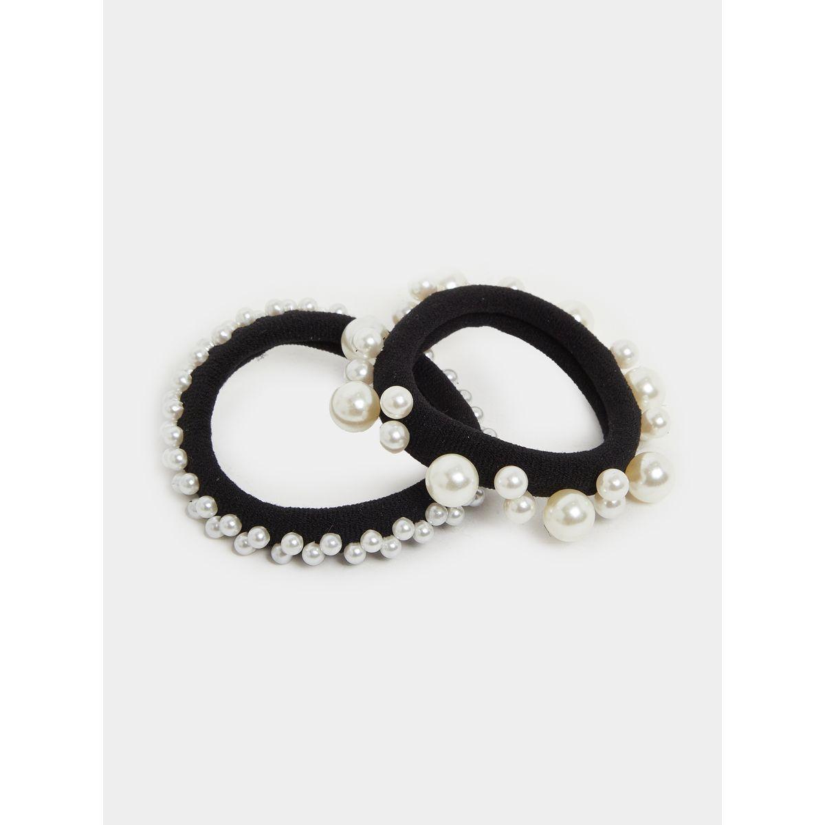 مجموعة من 2 ربطات شعر مزينة بلؤلؤ صناعي-women-hairaccessories-bands-image-1