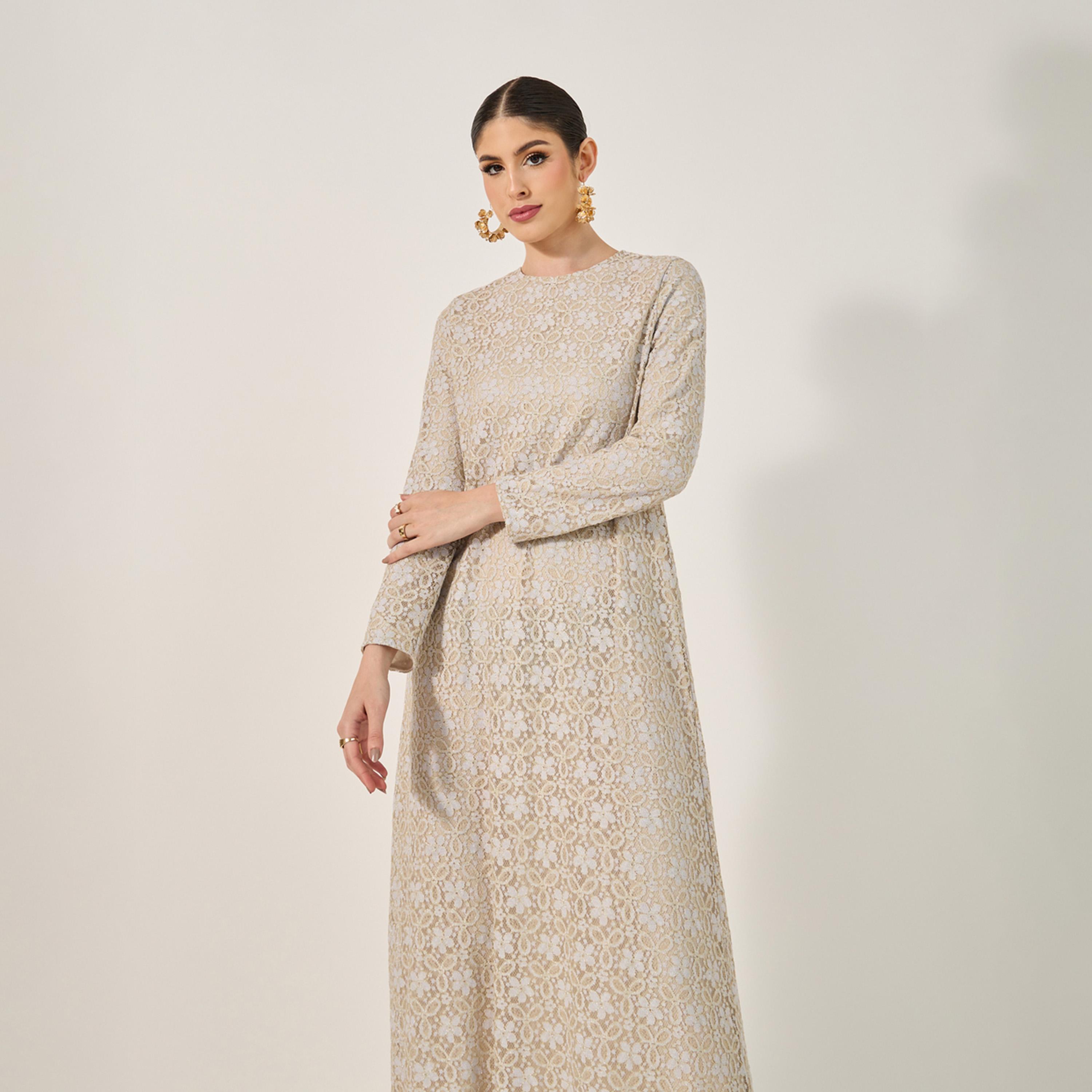 Styli Lace Fabric Jalabiya With Tassel Tirms-women-arabicclothing-jalabiyas-image-3