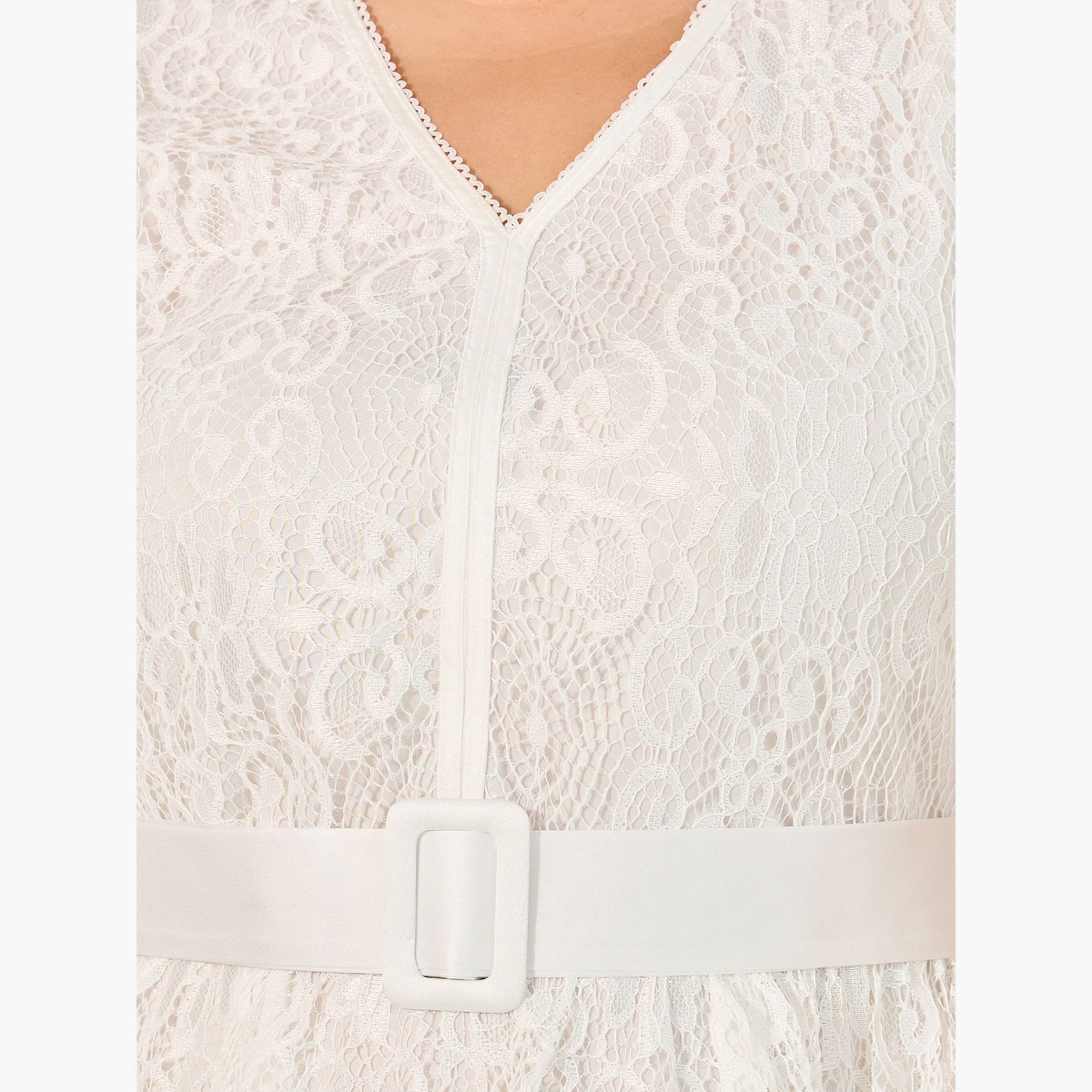 Styli Plus Size Lace Puff Sleeve Belted Midi Dress-women-clothing-dresses-image-4