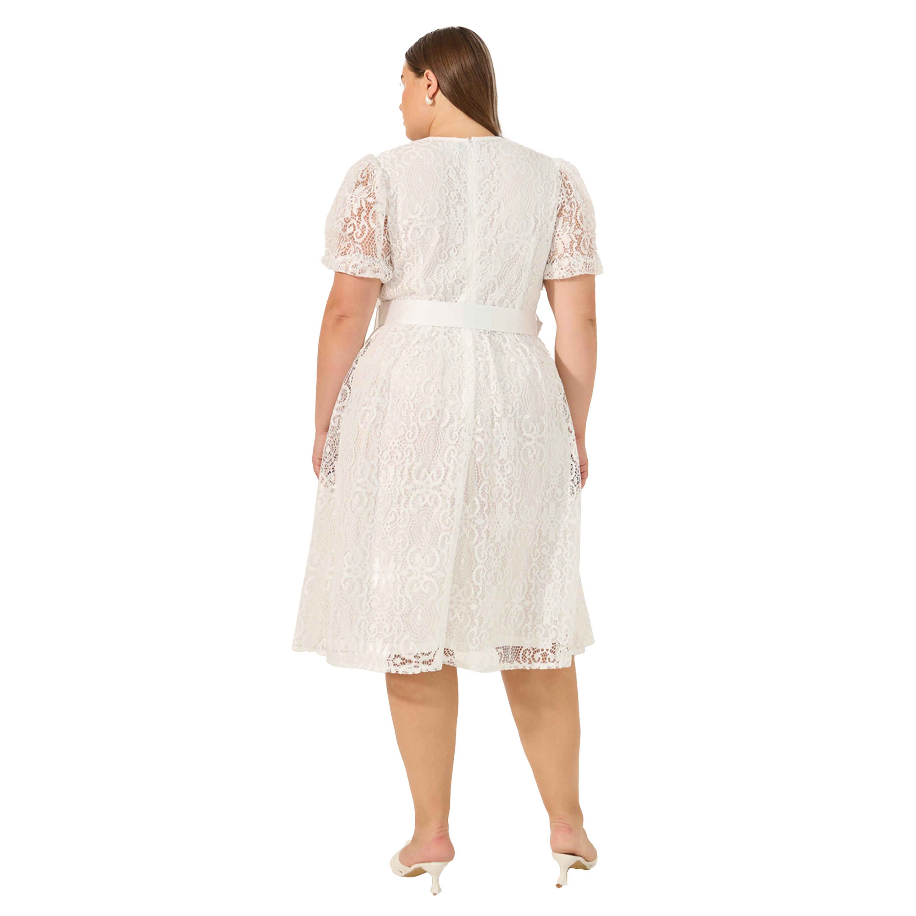 Styli Plus Size Lace Puff Sleeve Belted Midi Dress-women-clothing-dresses-image-5