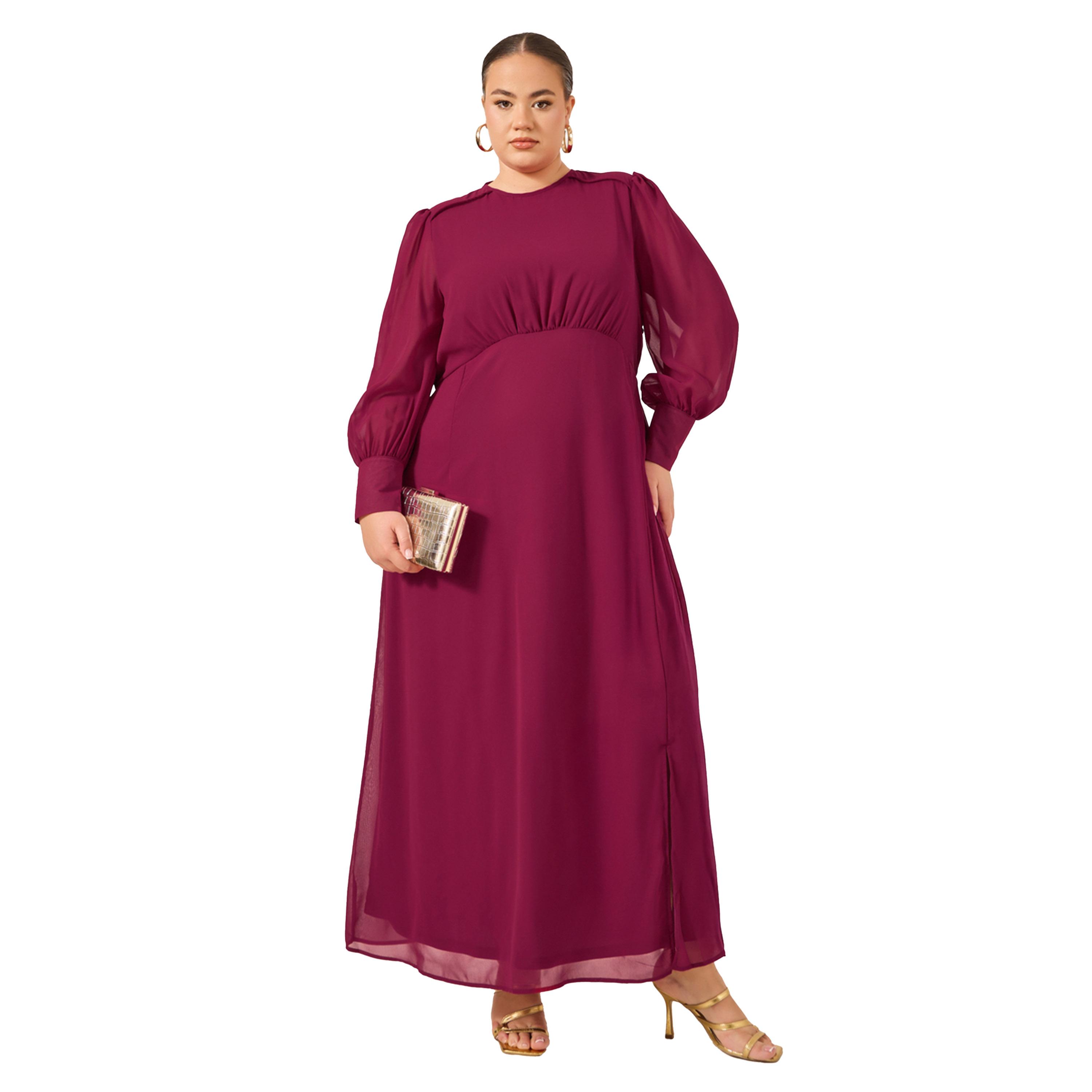 Styli Plus Size Balloon Sleeve Chiffon A-Line Maxi Dress-women-clothing-dresses-image-1