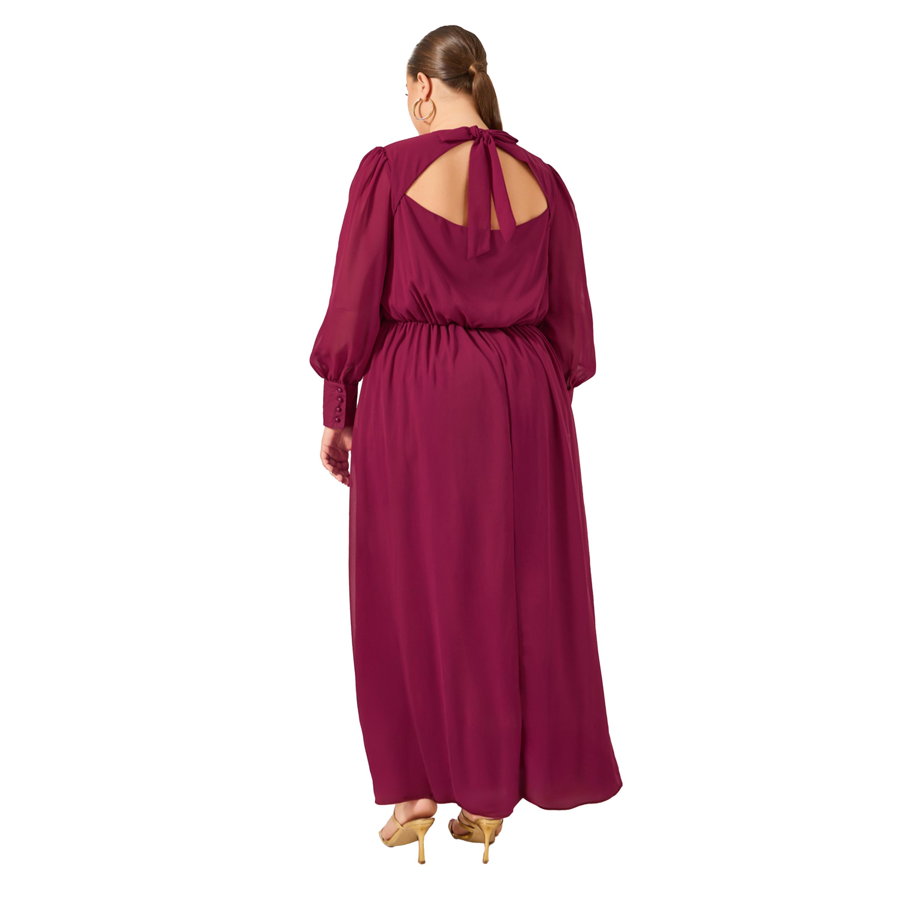 Styli Plus Size Balloon Sleeve Chiffon A-Line Maxi Dress-women-clothing-dresses-image-5