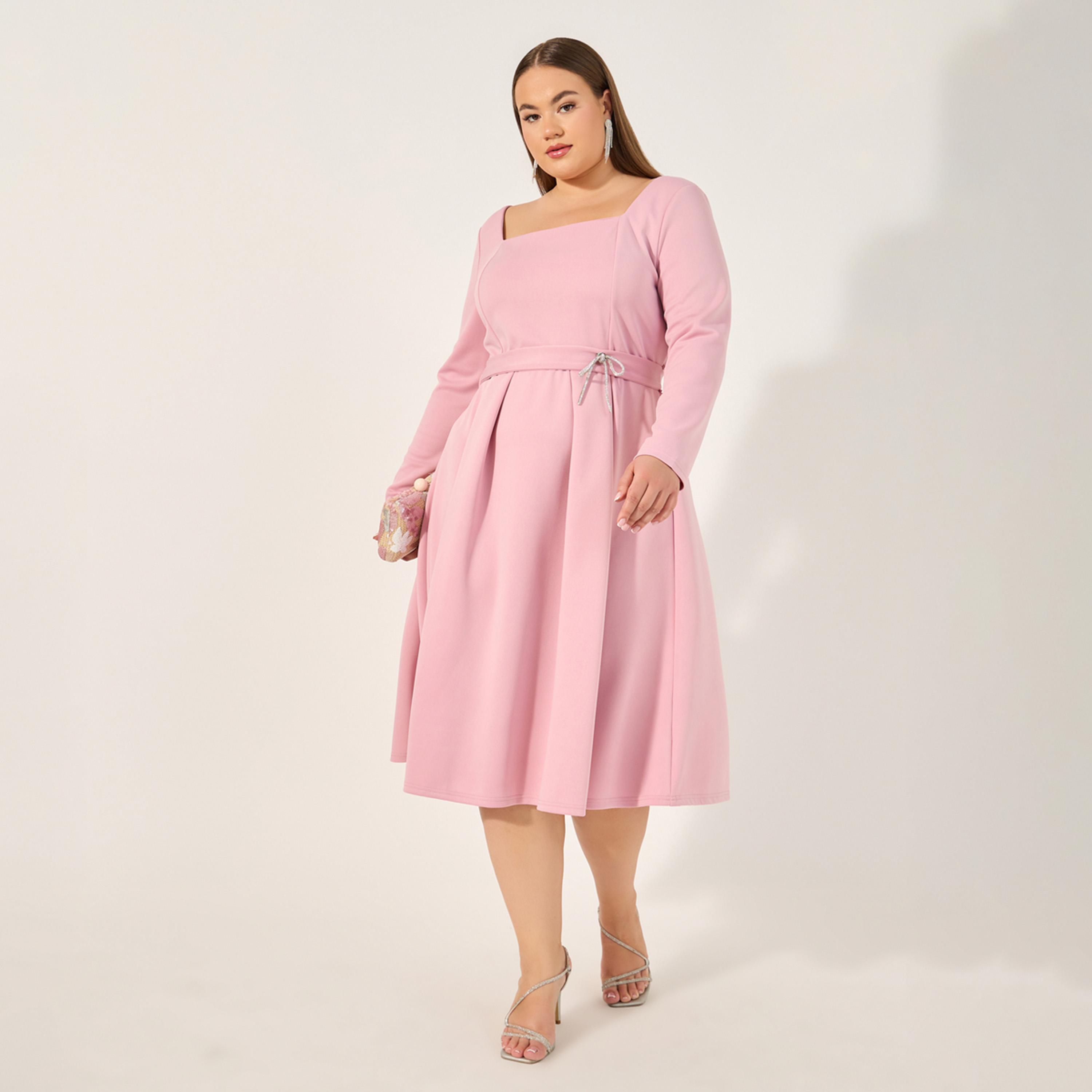 knee length dresses for ladies Women's Bluebows A-Line Side Pleated Linen Cotton Midi Dress S/M/L/Customize Blue Grey Mean Blvd Blue Grey / L