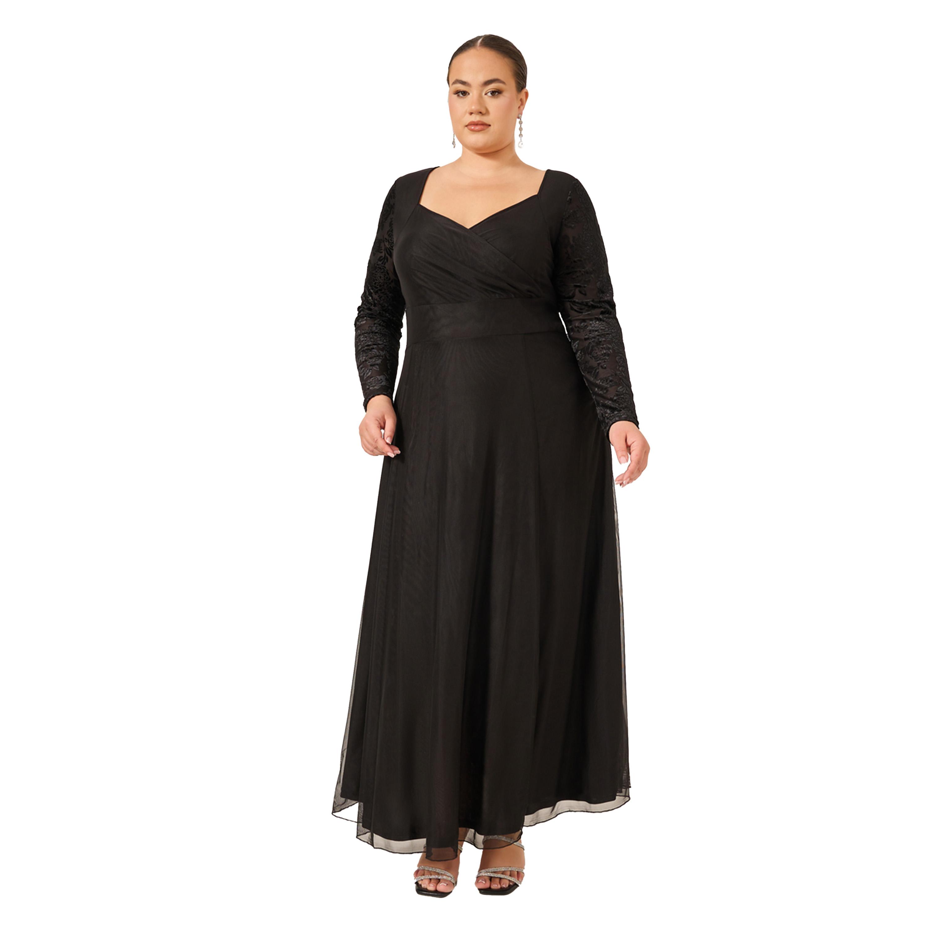 ستايلي - فستان ماكسي بقصة A وأكمام منفوشة وقبة على شكل قلب مقاس كبير-women-clothing-dresses-image-2