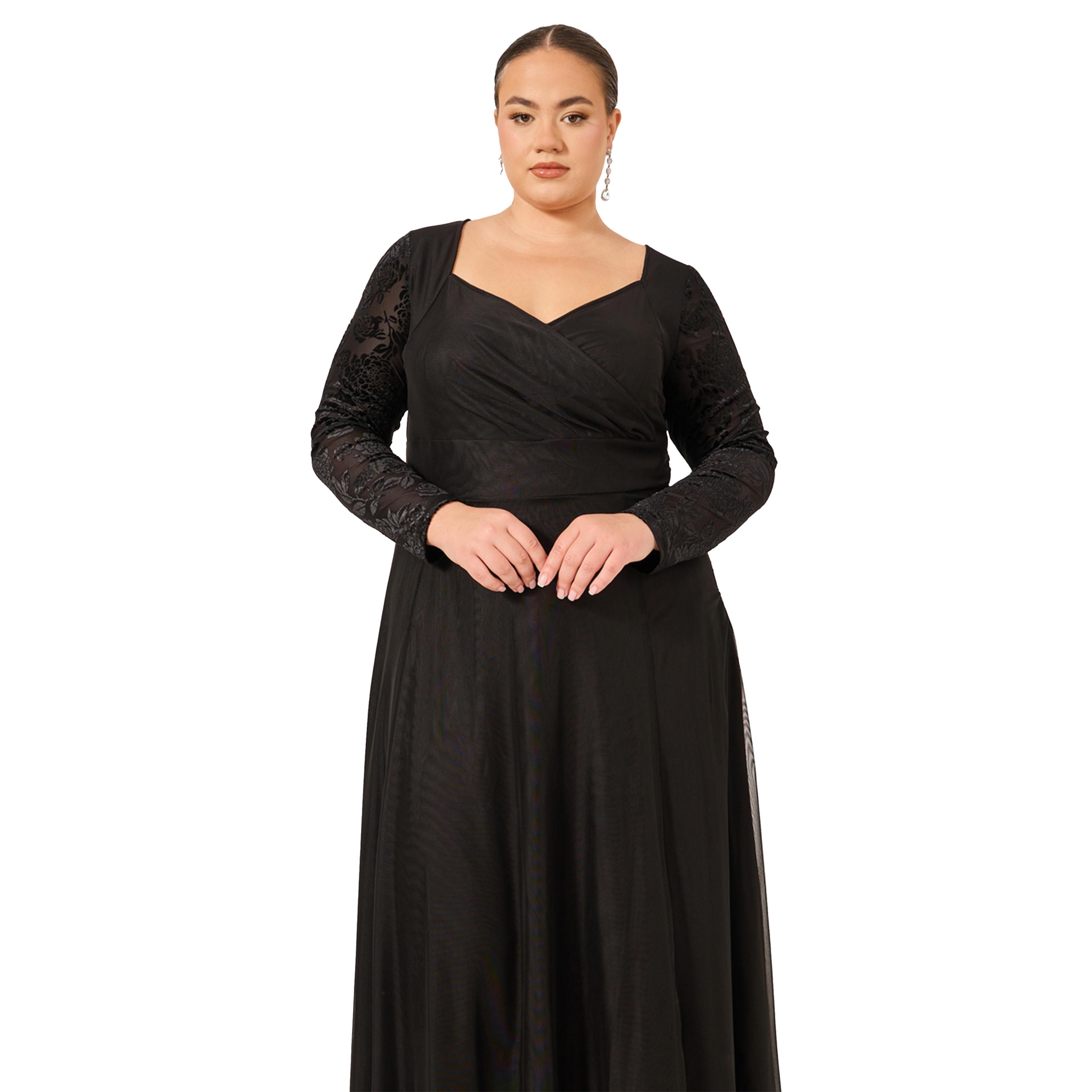 ستايلي - فستان ماكسي بقصة A وأكمام منفوشة وقبة على شكل قلب مقاس كبير-women-clothing-dresses-image-3