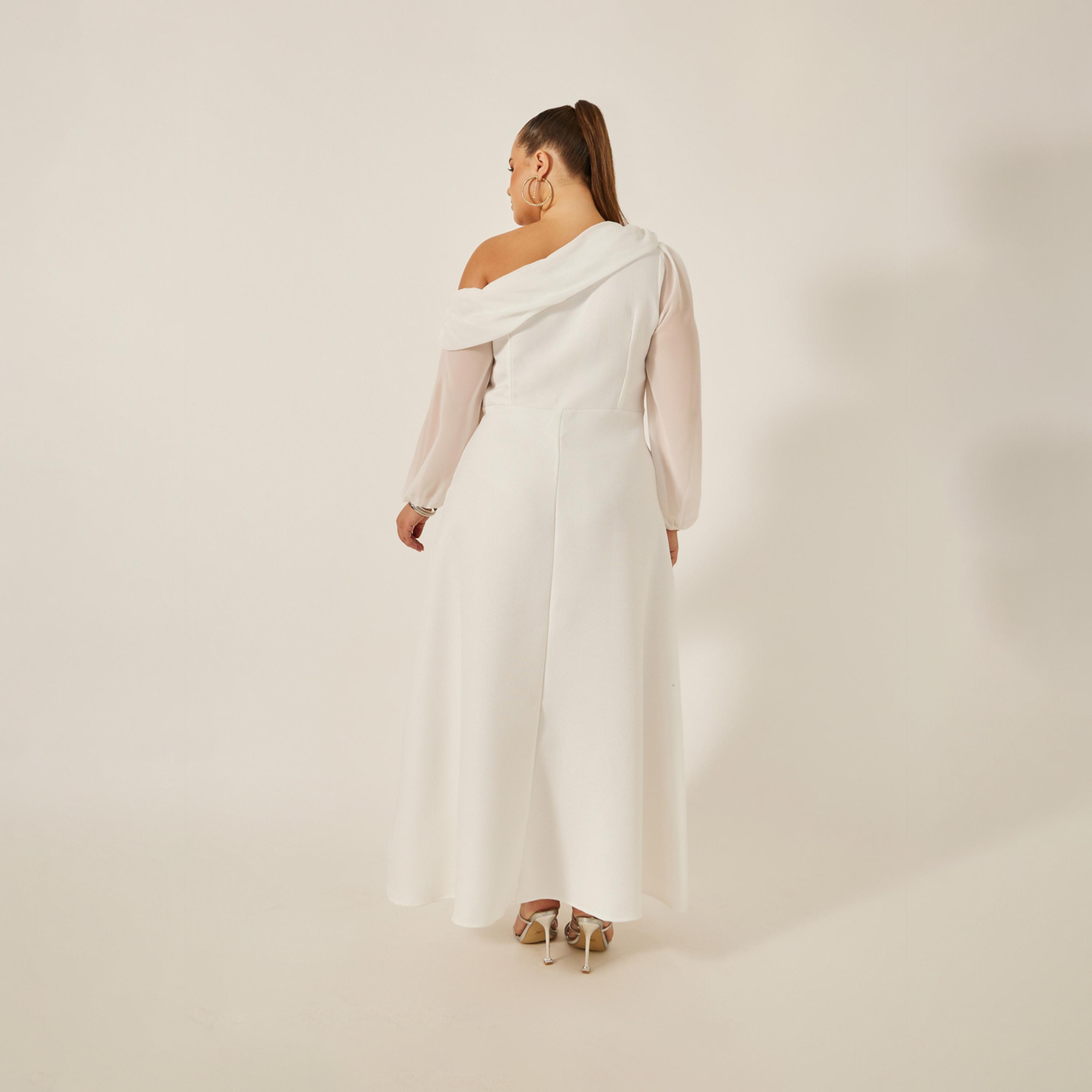 Styli Plus Size Asymmetric Neckline Balloon Sleeve A-Line Maxi Dress-women-clothing-dresses-image-6