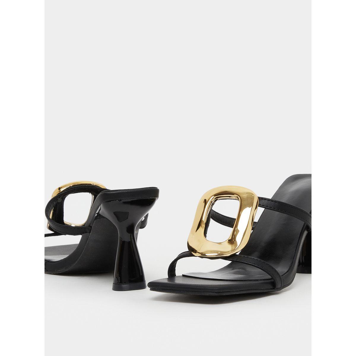 Take Two Metallic Buckle Kitten Heel Sandals-women-shoes-heels-image-3