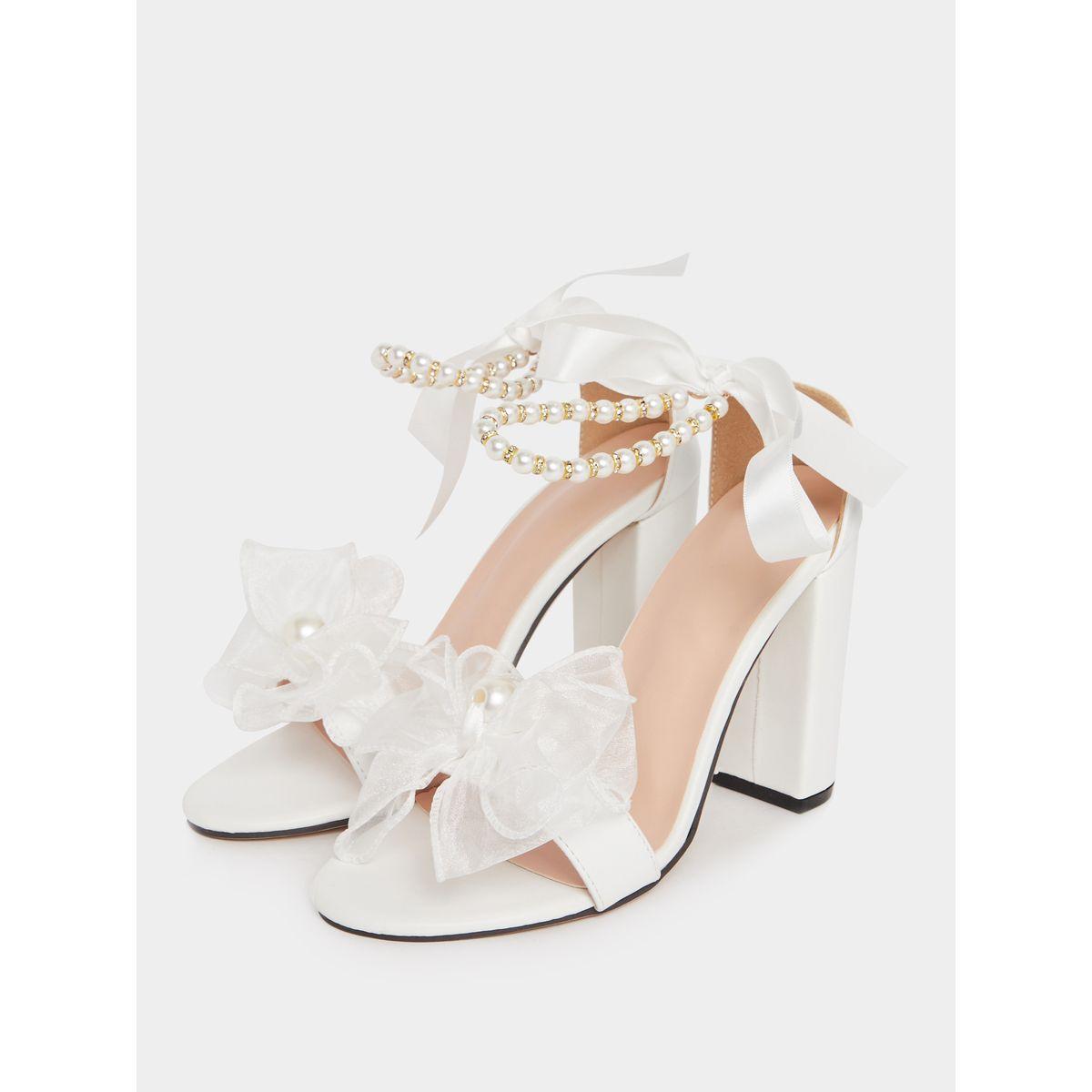 Take Two Floral Faux Pearl Applique Block Heel Sandals-women-shoes-sandals-heeled-image-2