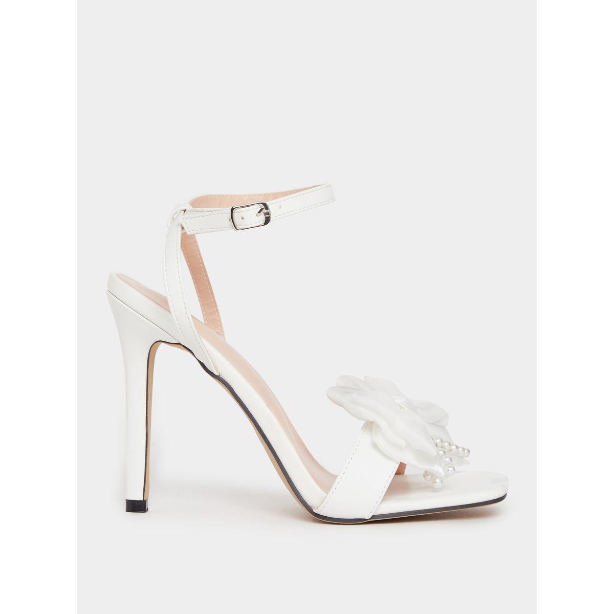 Take Two Embellished Bow Pearl Detail Stiletto Heel Sandals-women-shoes-sandals-heeled-image-1