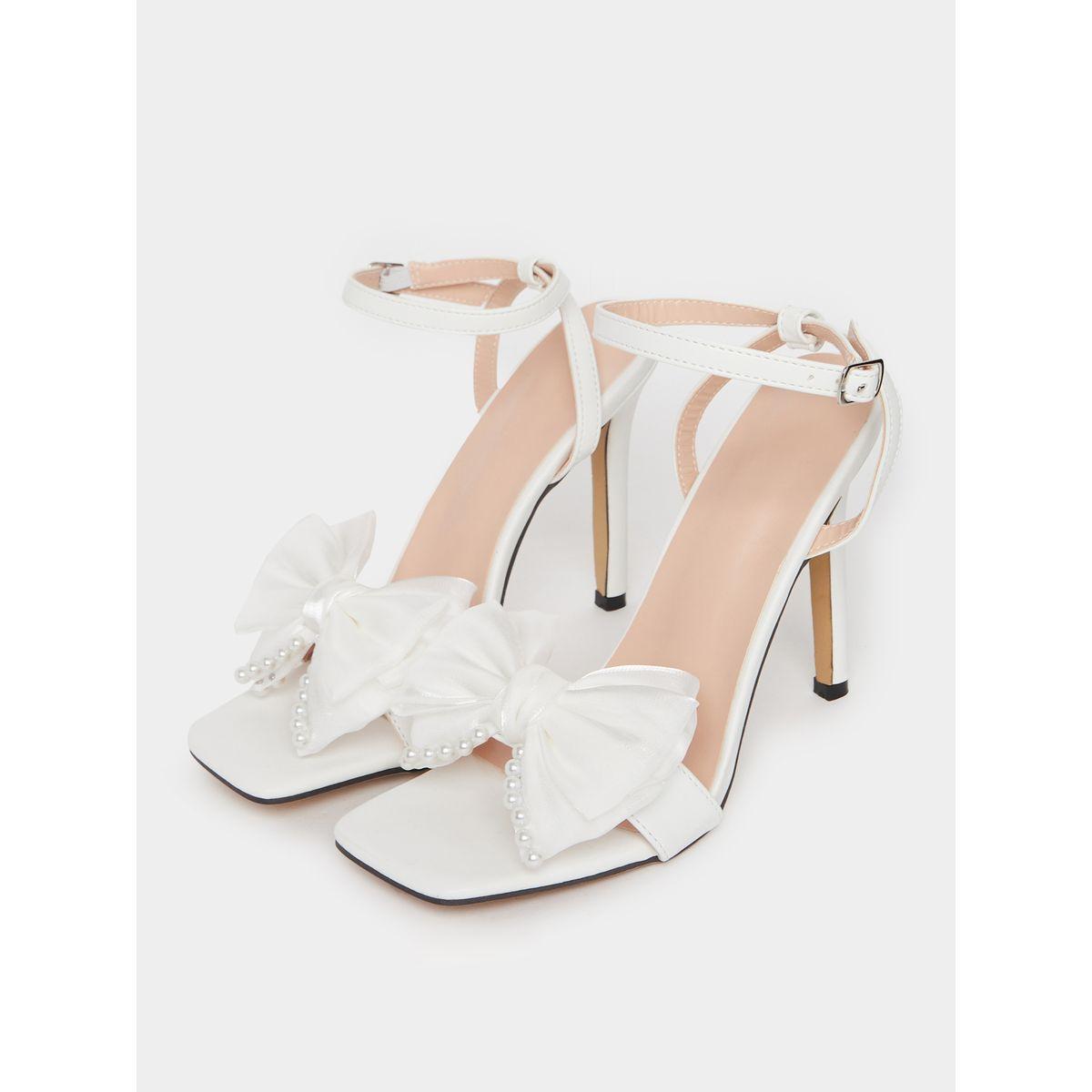 Take Two Embellished Bow Pearl Detail Stiletto Heel Sandals-women-shoes-sandals-heeled-image-2