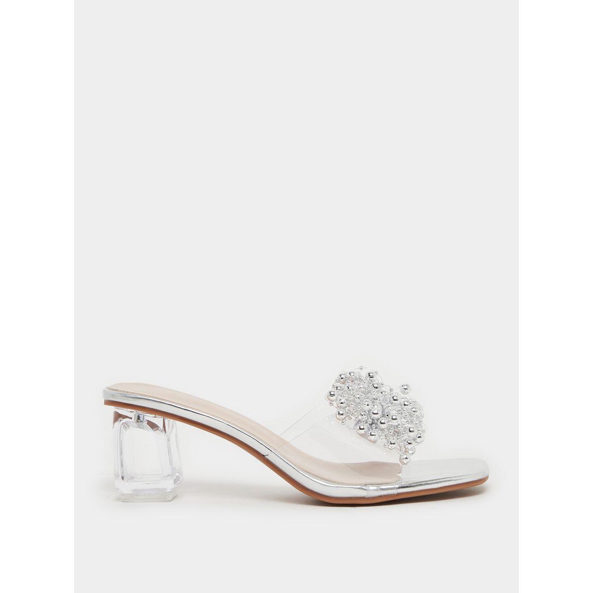 Take Two Beaded Transparent Strap Block Heel Sandals-women-shoes-heels-image-1