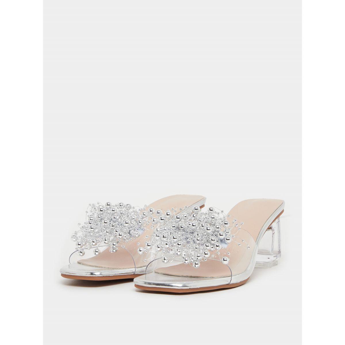 Take Two Beaded Transparent Strap Block Heel Sandals-women-shoes-heels-image-2