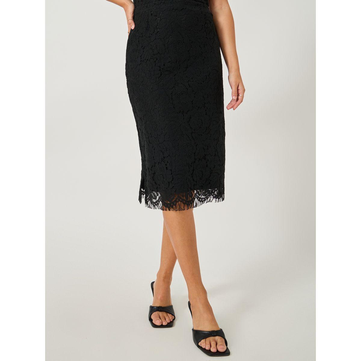 تنورة ميدي بتفاصيل دانتيل-women-clothing-bottoms-skirts-image-2