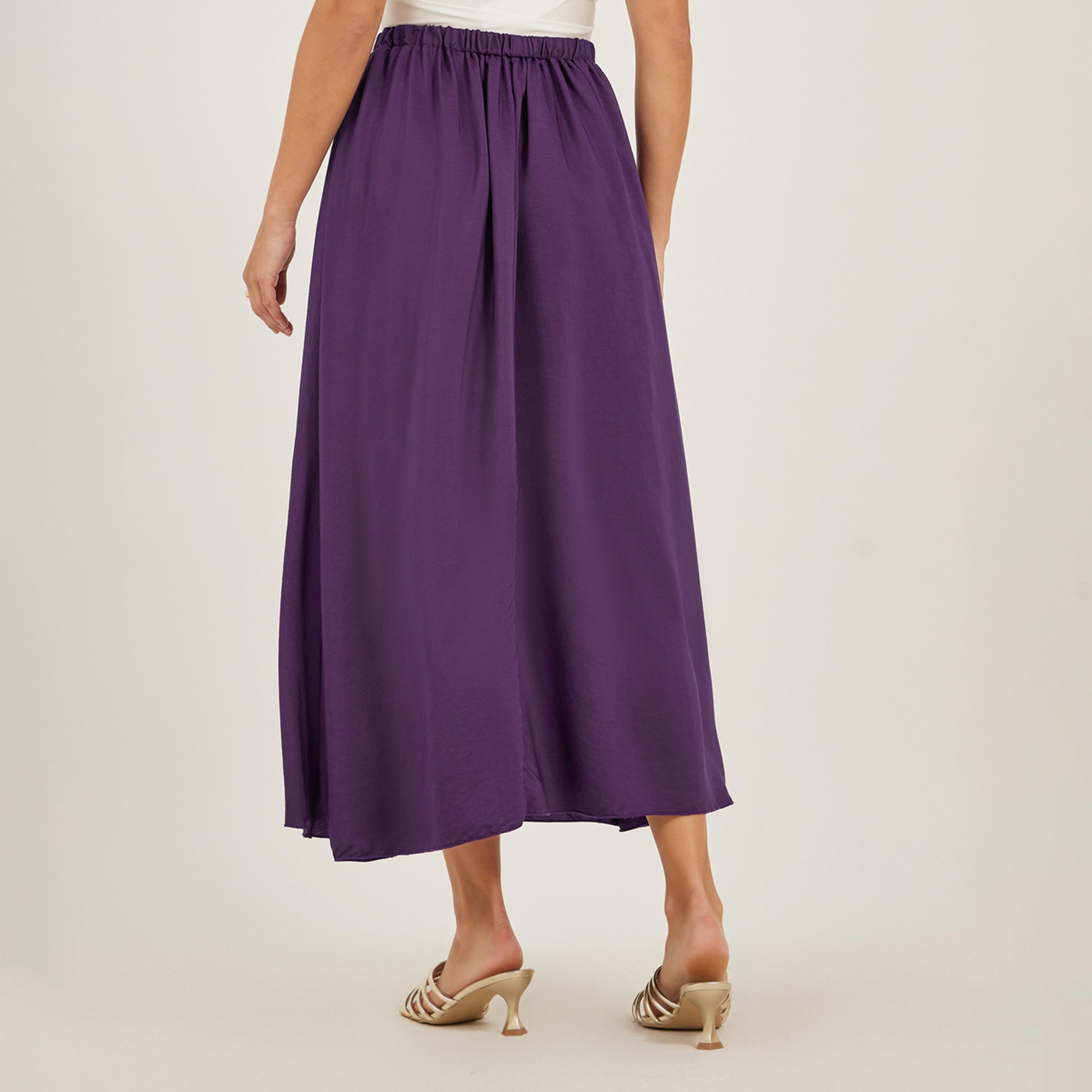 Styli Solid Elasticated Waistband A-Line Midi Skirt-women-clothing-bottoms-skirts-image-4