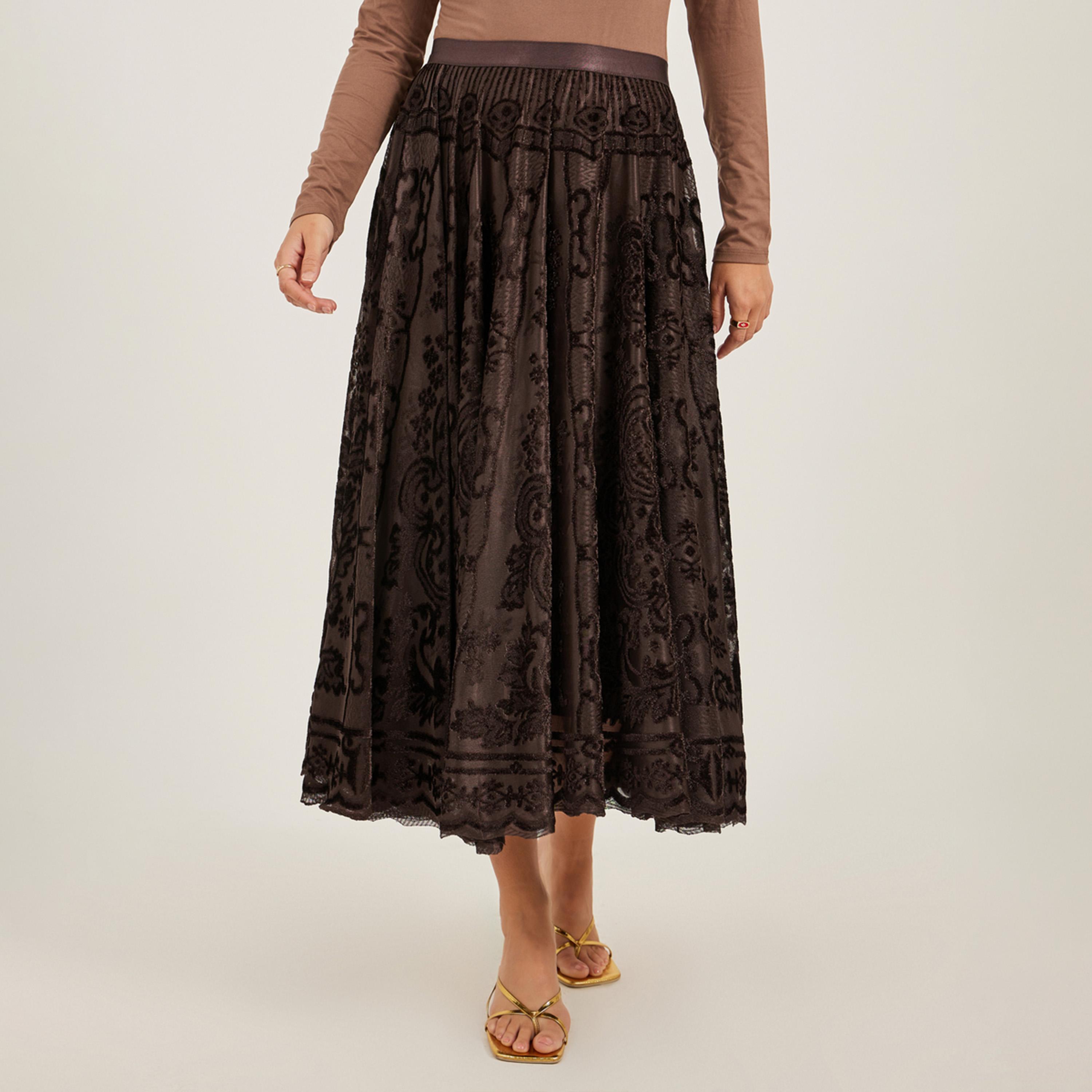 Styli Burnout Design A-Line Midi Skirt-women-clothing-bottoms-skirts-image-2
