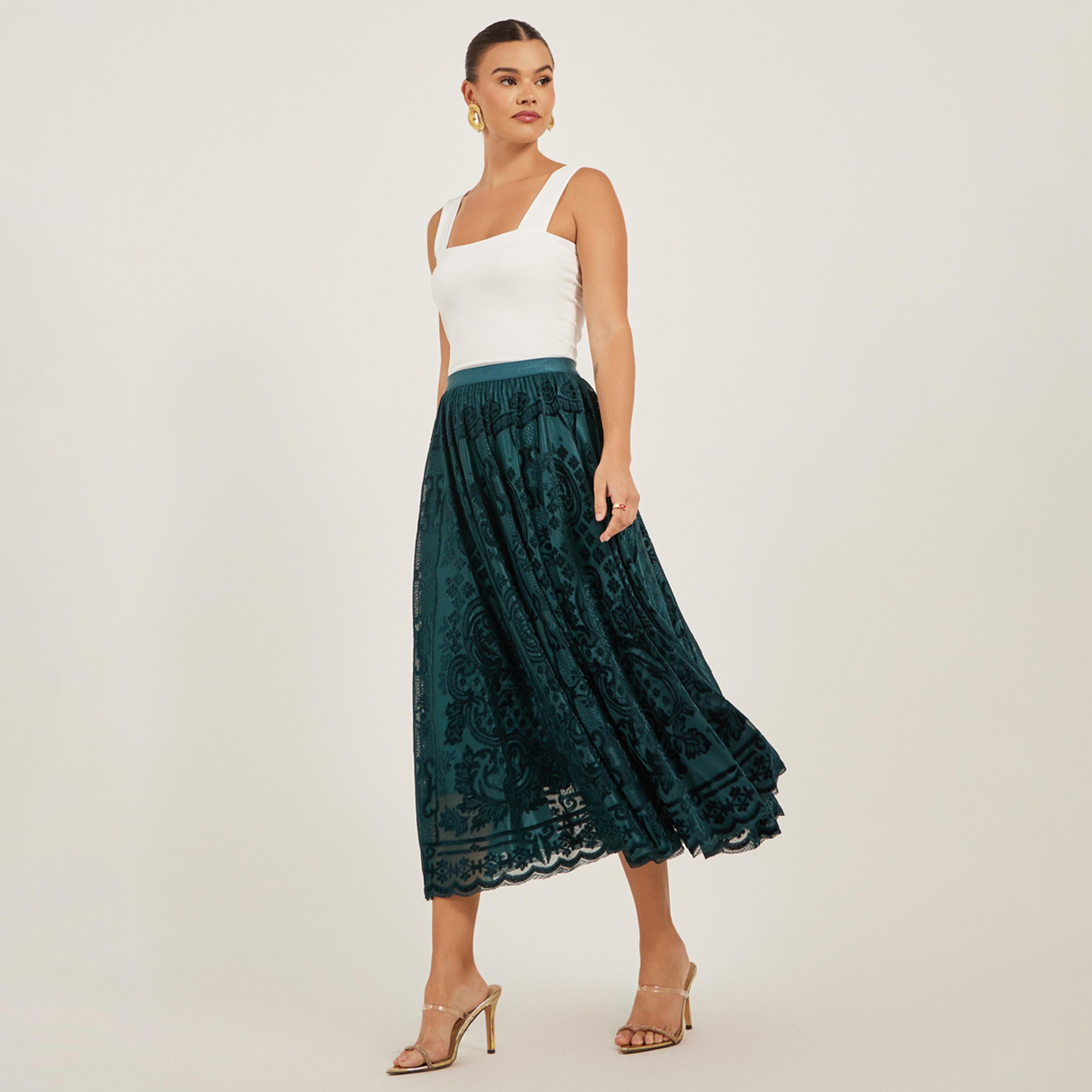 ستايلي - تنورة ميدي بتصميم مزخرف-women-clothing-bottoms-skirts-image-1