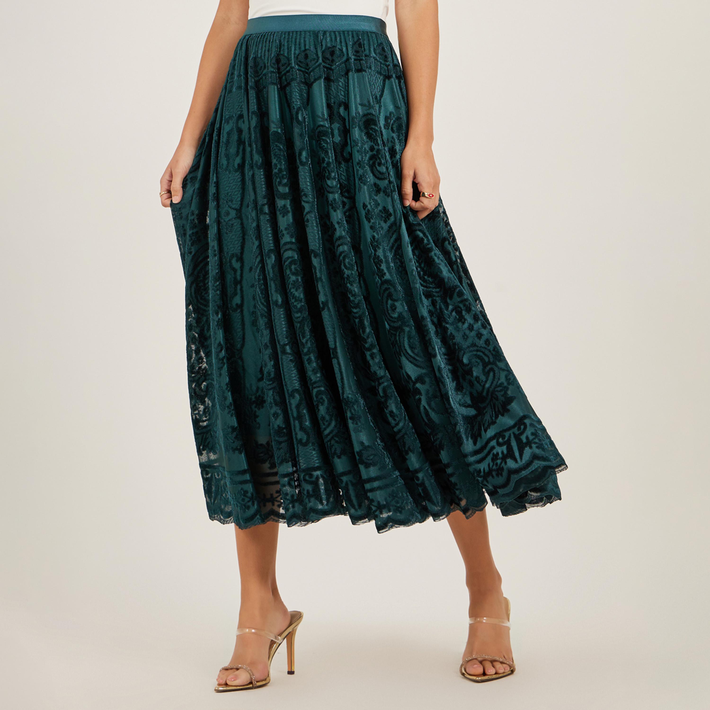 Styli Burnout Design A-Line Midi Skirt-women-clothing-bottoms-skirts-image-2