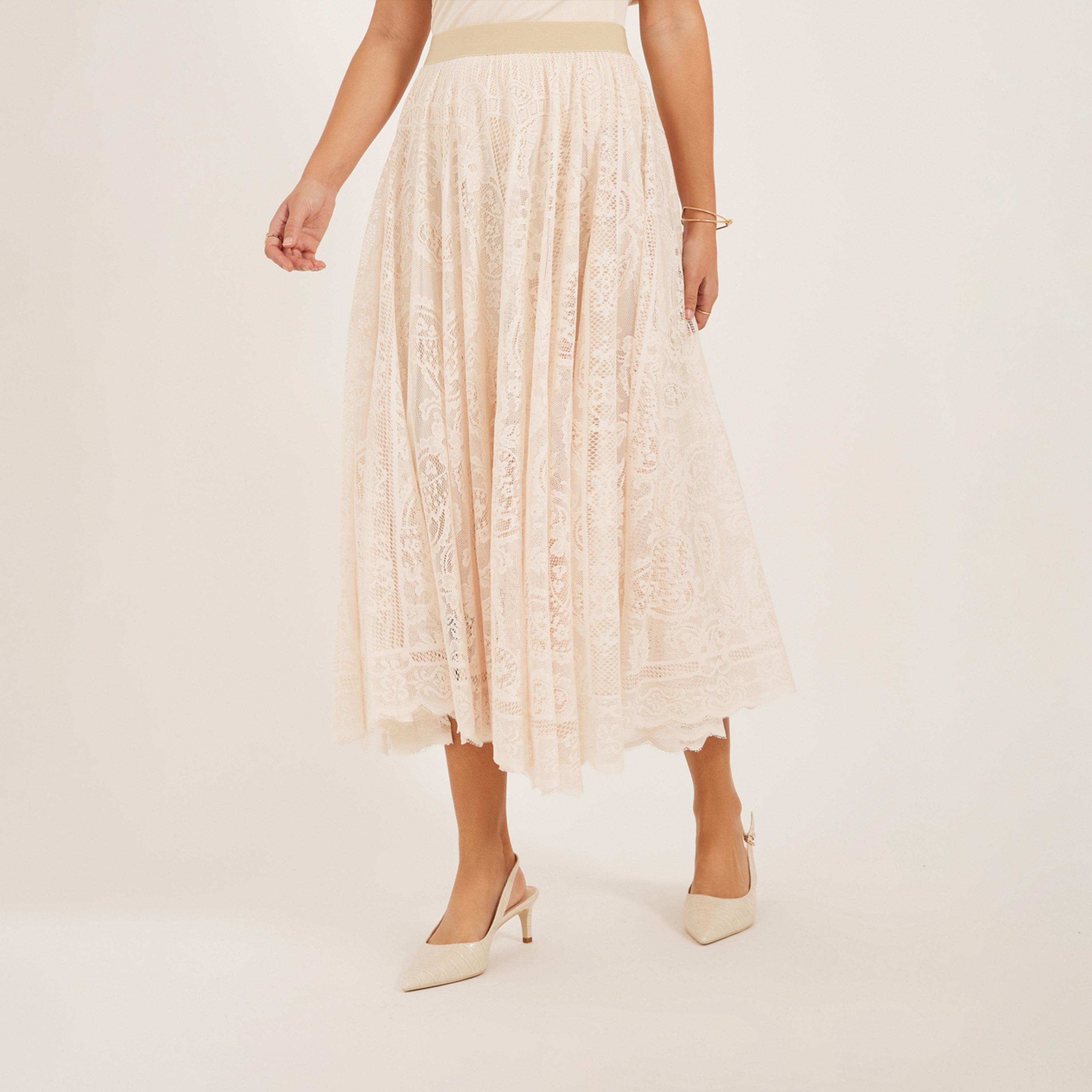 Styli Solid Asymmetric Hem Lace A-Line Midi Skirt-women-clothing-bottoms-skirts-image-2