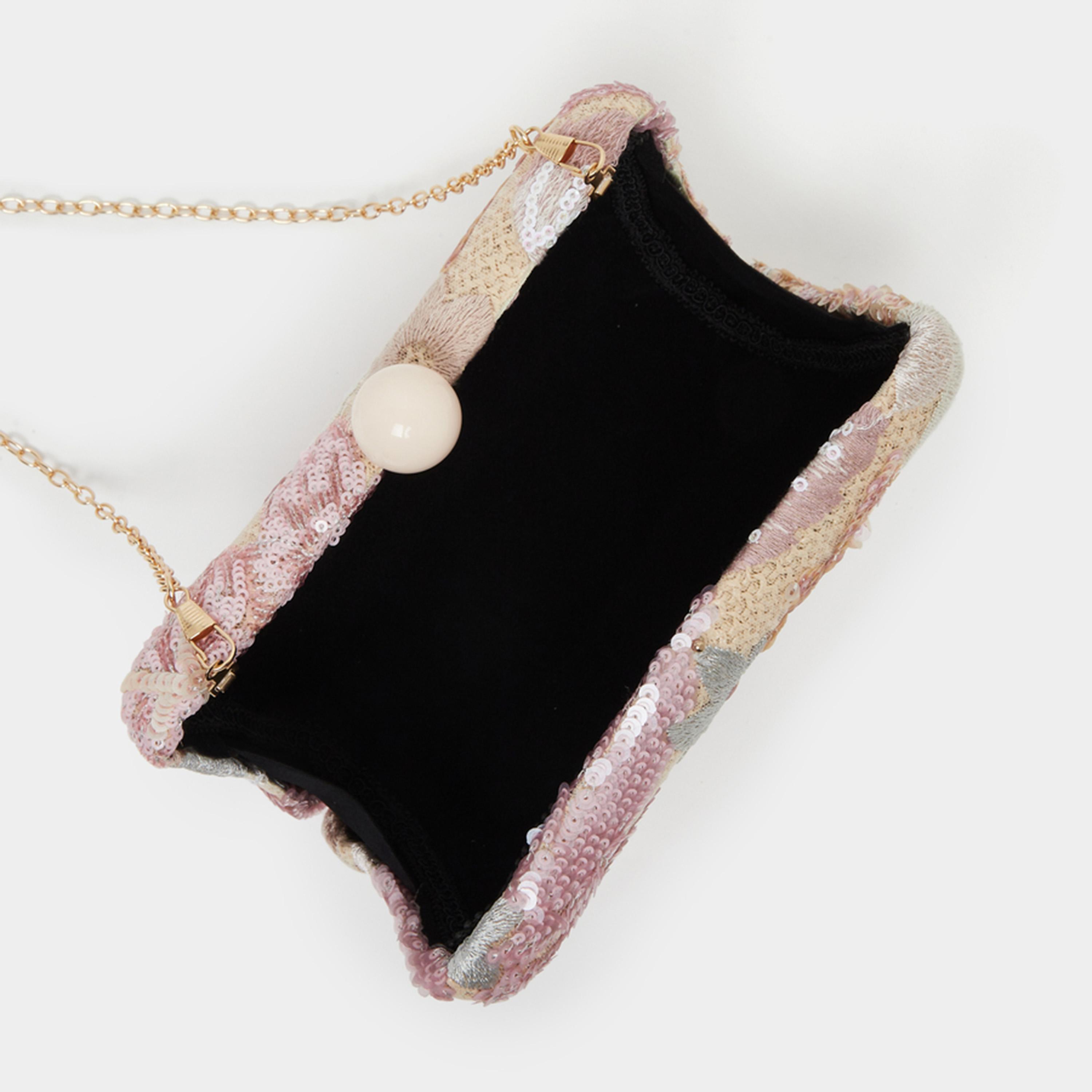 Styli Embellished Sequined Clutch with Chain Strap-women-bagsandwallets-handbags-image-4