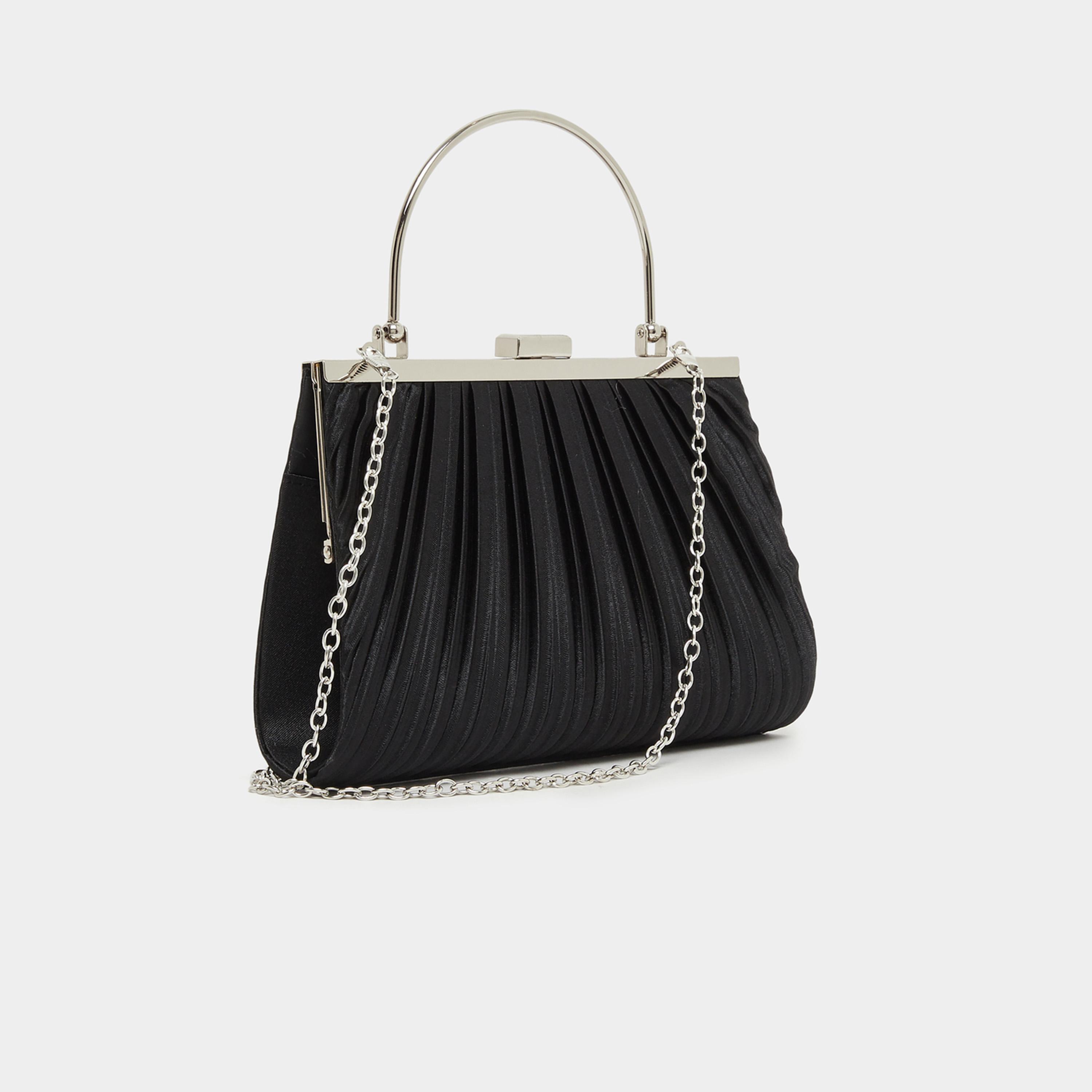 Styli Pleated Metallic Handbag with Chain Strap-women-bagsandwallets-handbags-image-1