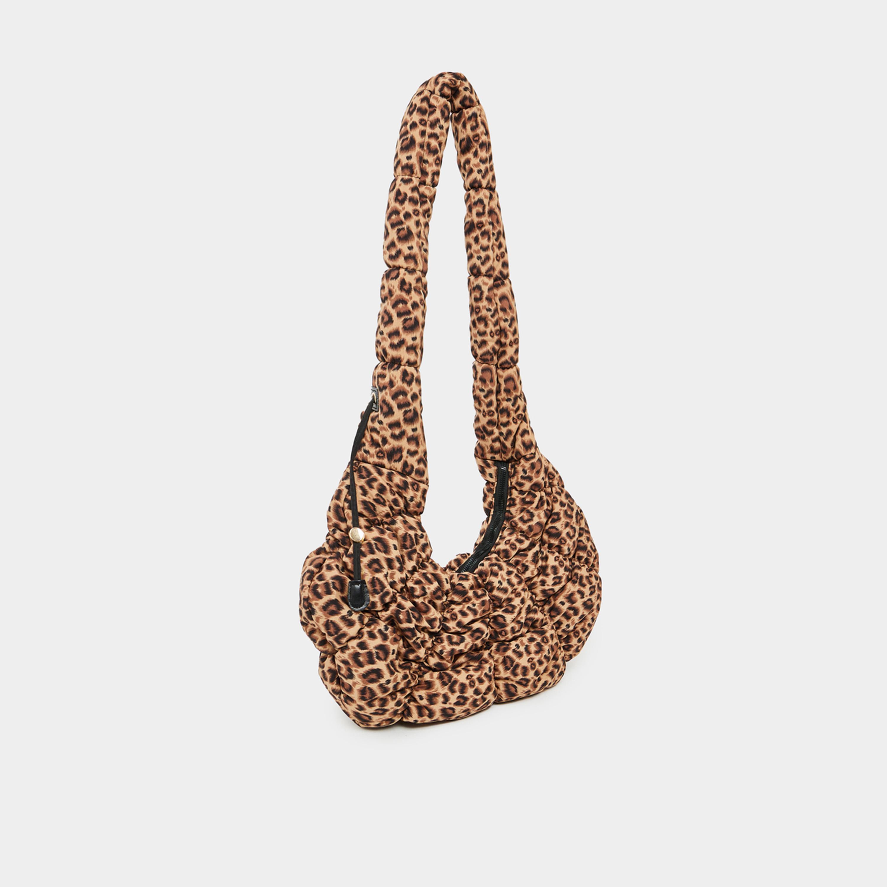 Styli Leopard Print Shoulder Bag with Zip Closure-women-bagsandwallets-handbags-image-1