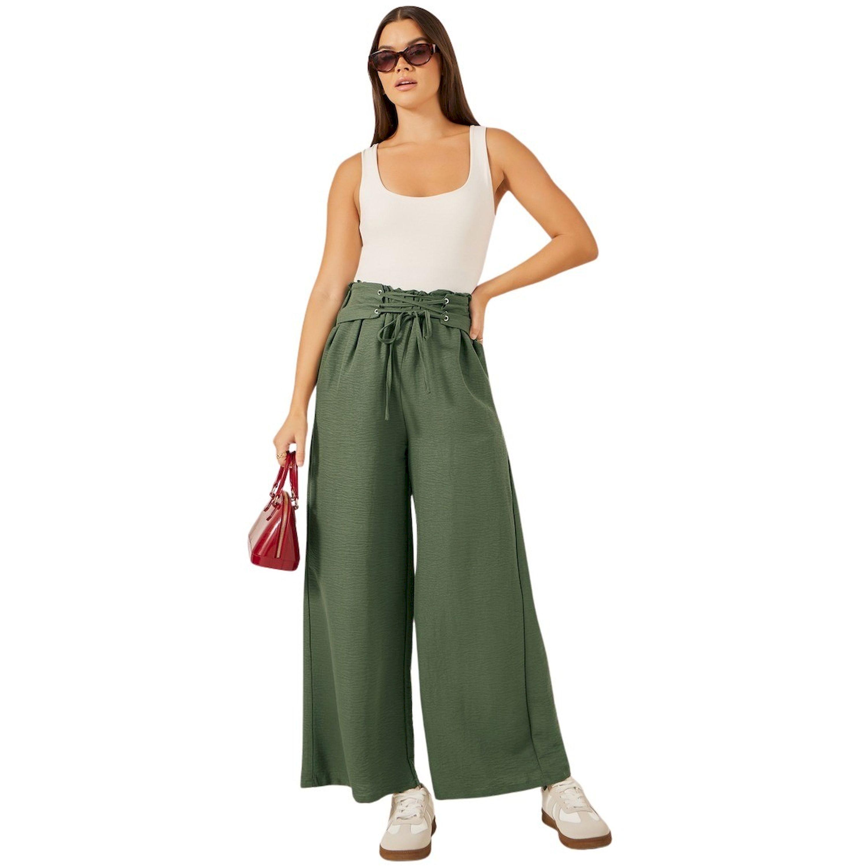 ستايلي - بنطال بخصر متوسط الارتفاع وواسع الساق مع حزام خصر مزين-women-clothing-bottoms-trousers-image-1
