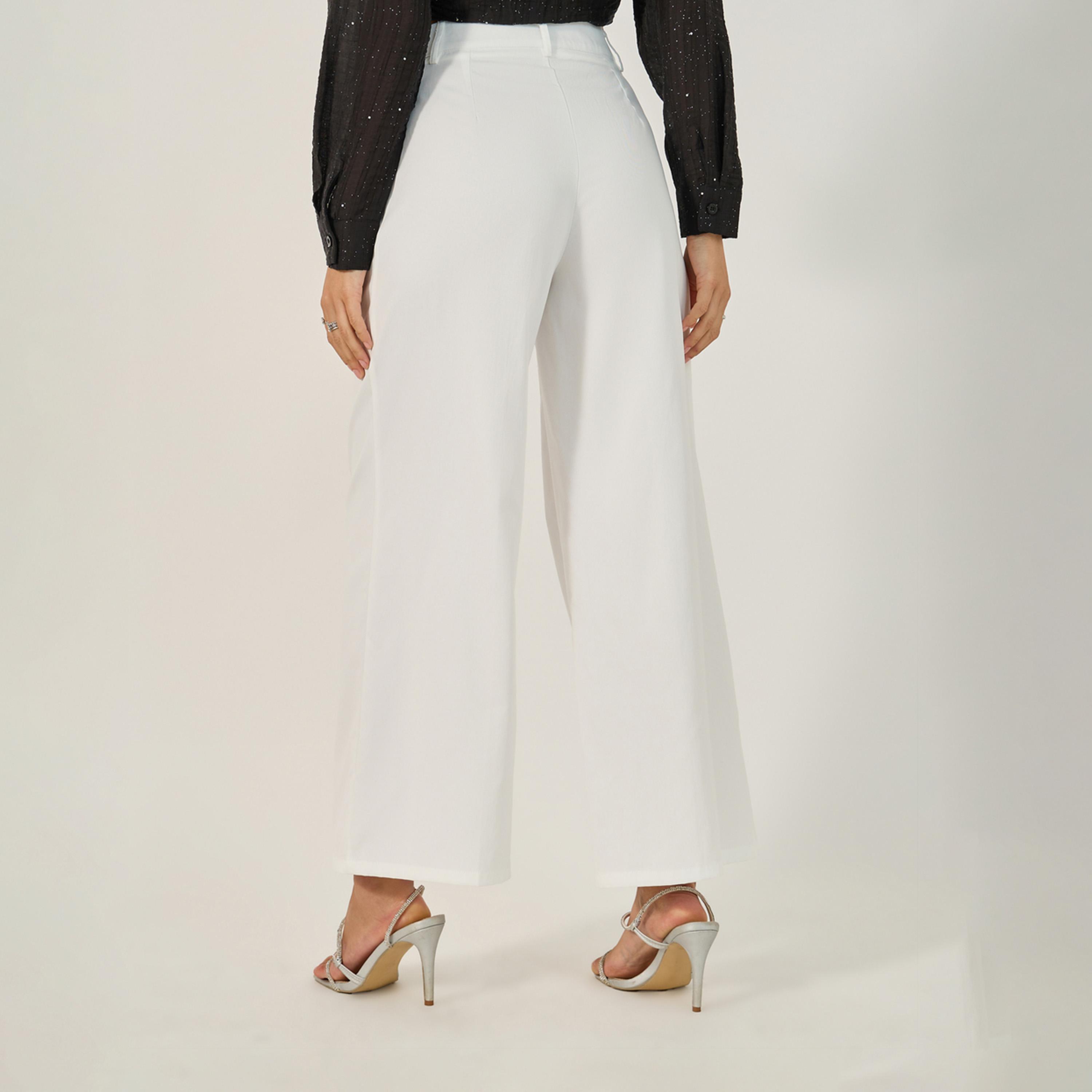 ستايلي - بنطال واسع الساق بخصر مرتفع مع حلقات حزام-women-clothing-bottoms-trousers-image-4