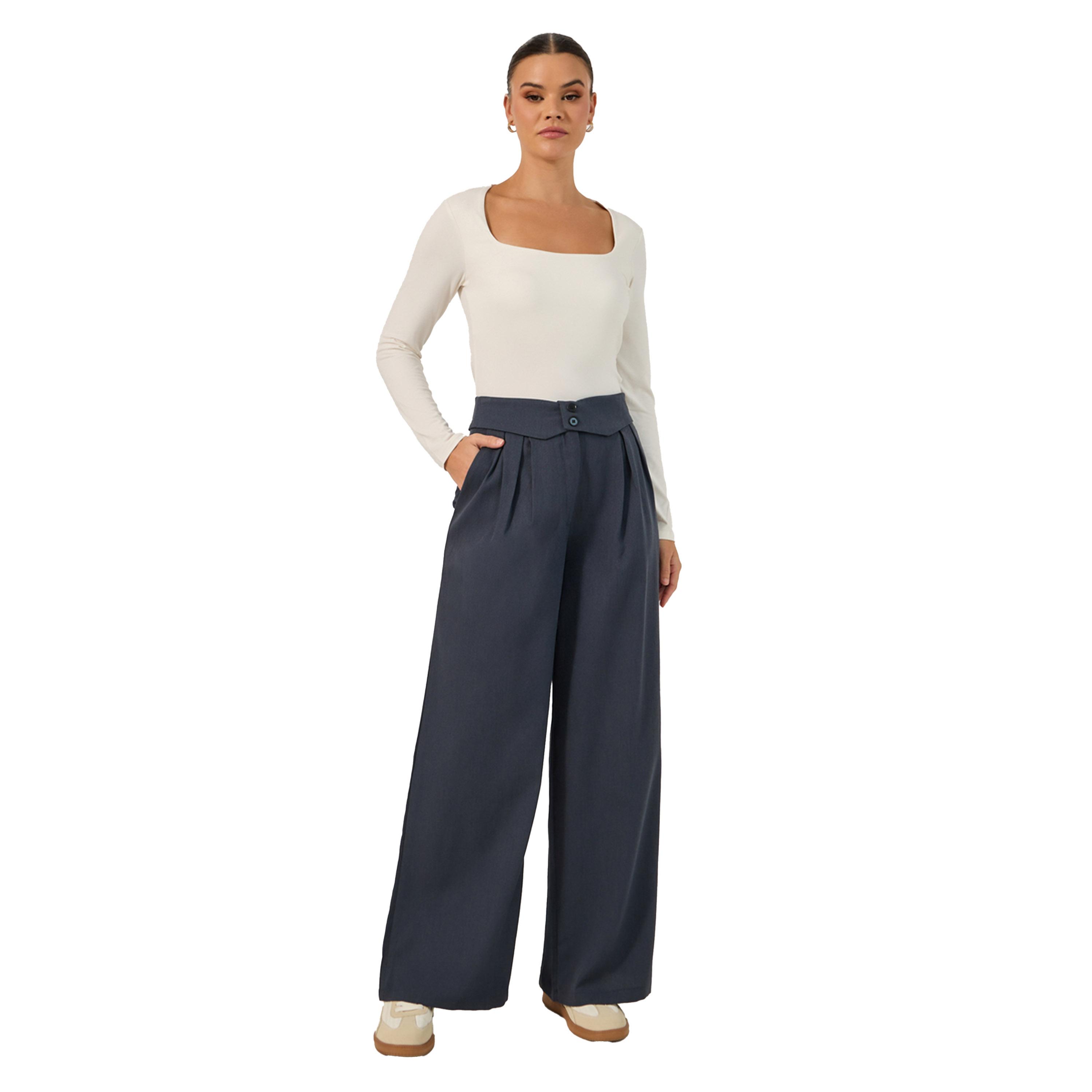Styli Mid Rise Wide Leg Pleated Trousers-women-clothing-bottoms-trousers-image-1