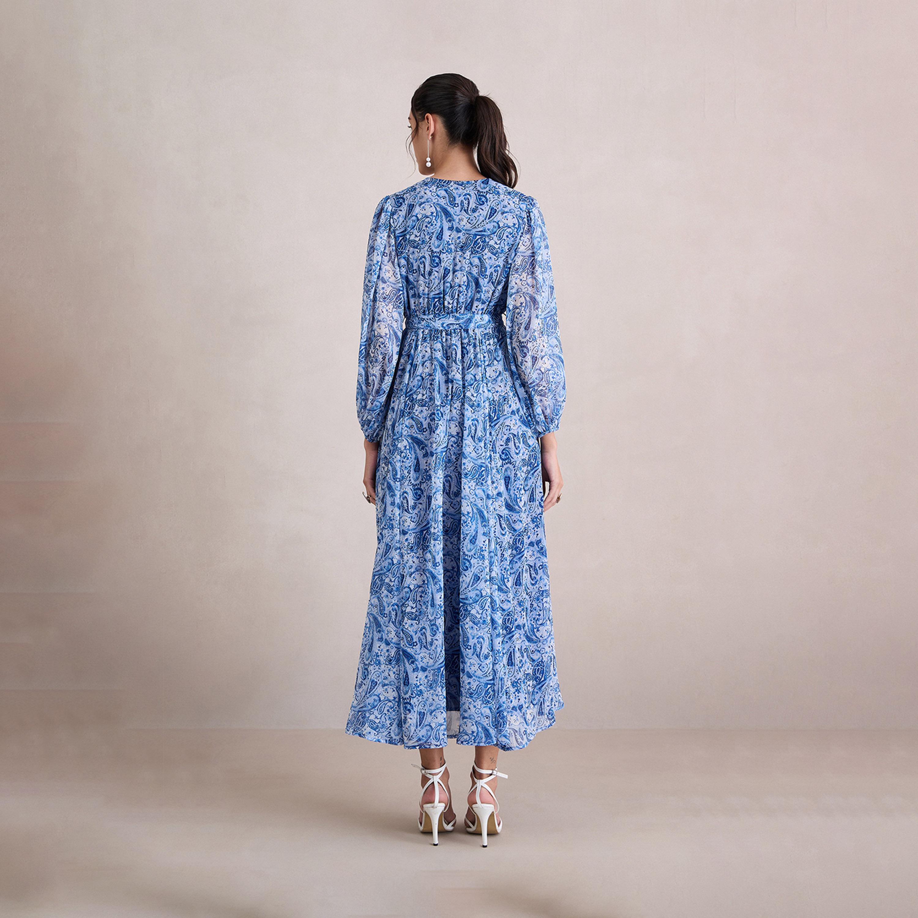 Femmella X Styli Paisley Print Balloon Sleeve Wrap Maxi Dress-women-clothing-dresses-image-3