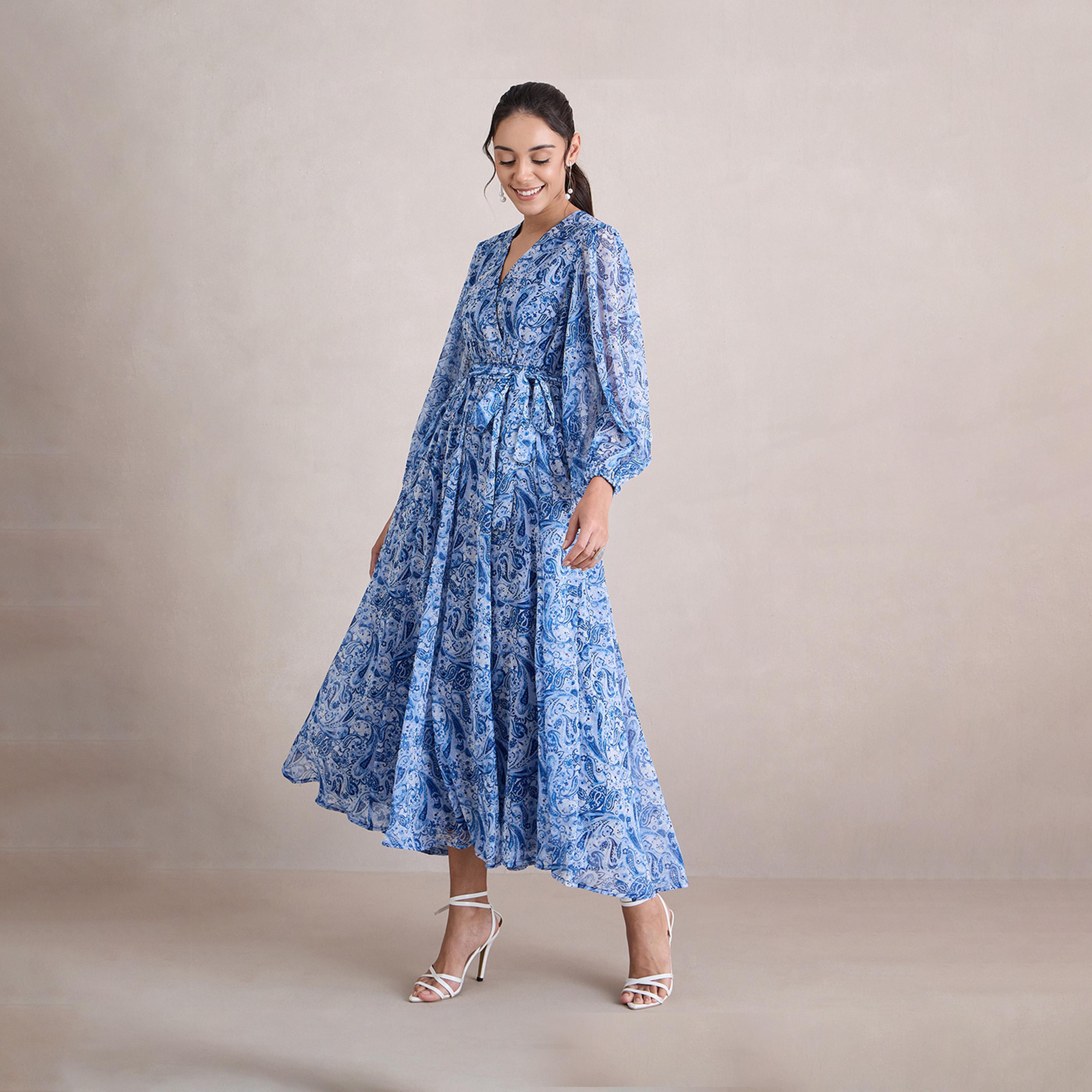 Femmella X Styli Paisley Print Balloon Sleeve Wrap Maxi Dress-women-clothing-dresses-image-4