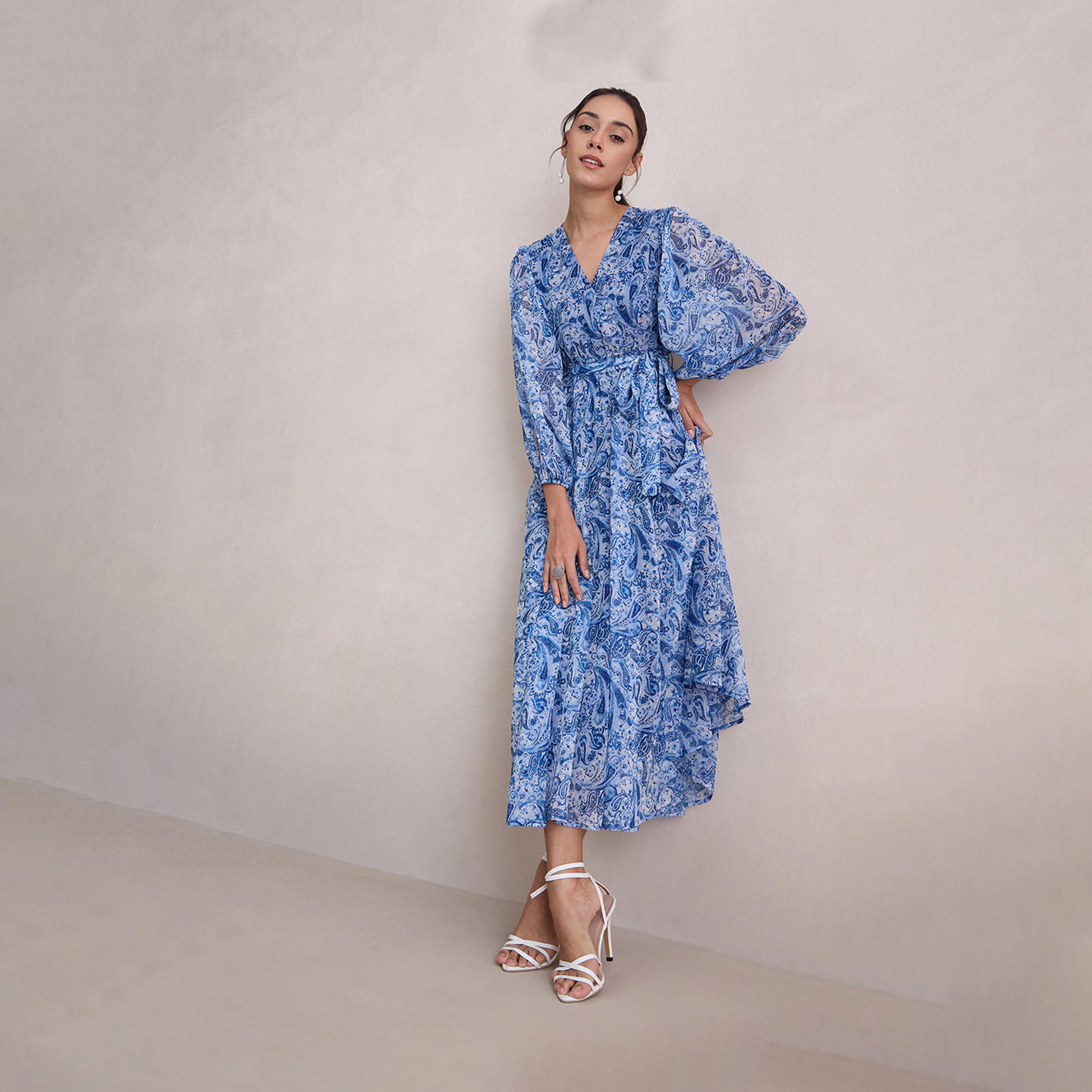 فيميلا × ستايلي - فستان ماكسي بطبعة بيزلي وأكمام منفوخة-women-clothing-dresses-image-6