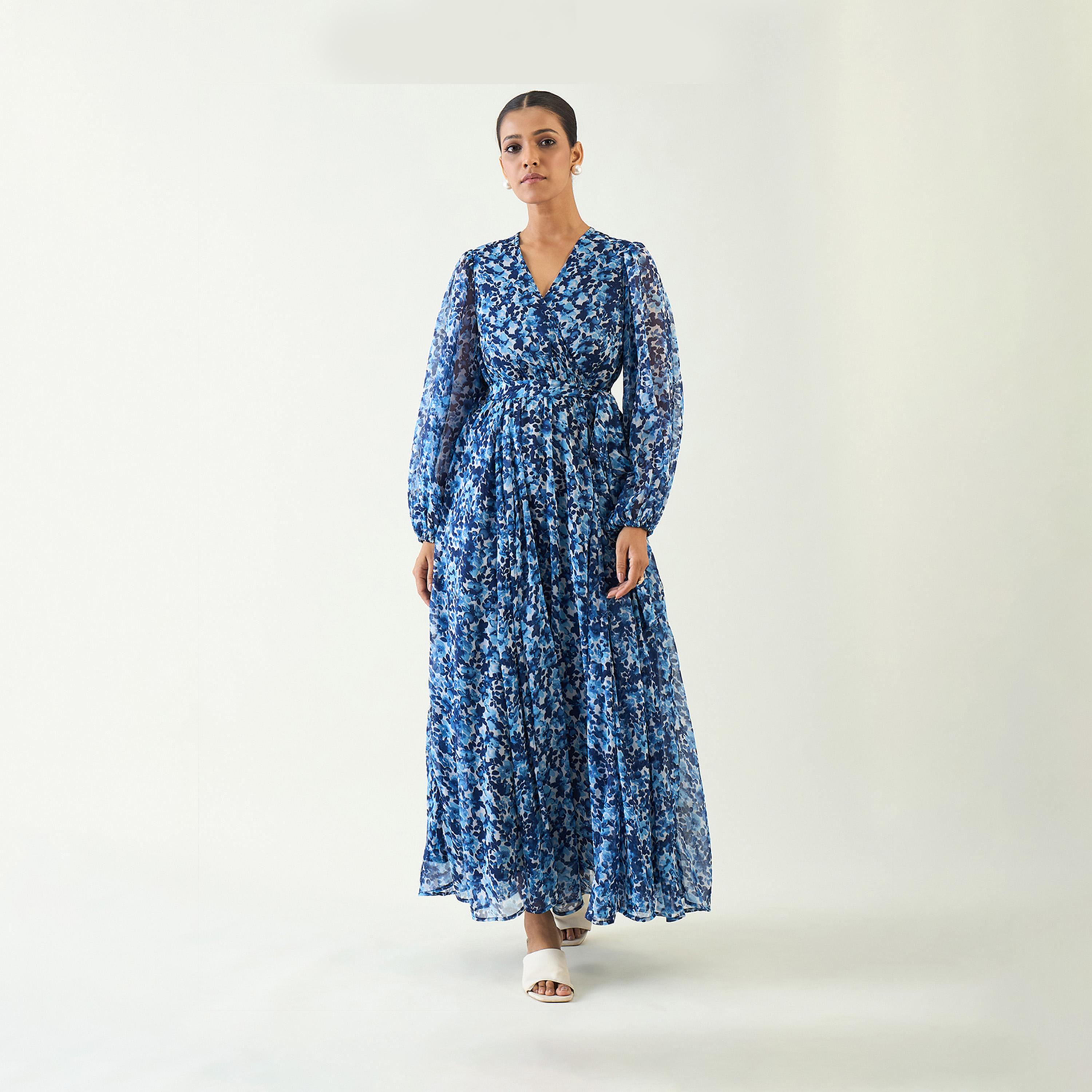 فيميلا × ستايلي - فستان ماكسي بطبعات الأزهار بأكمام منفوخة-women-clothing-dresses-image-1